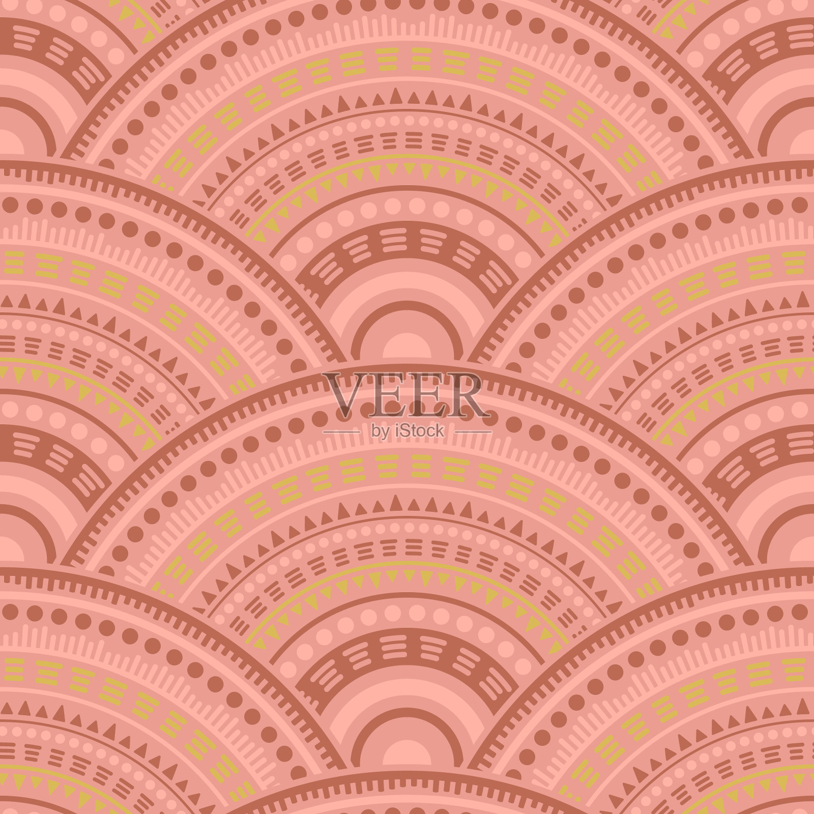 民族圆形成无缝几何图案。插画图片素材