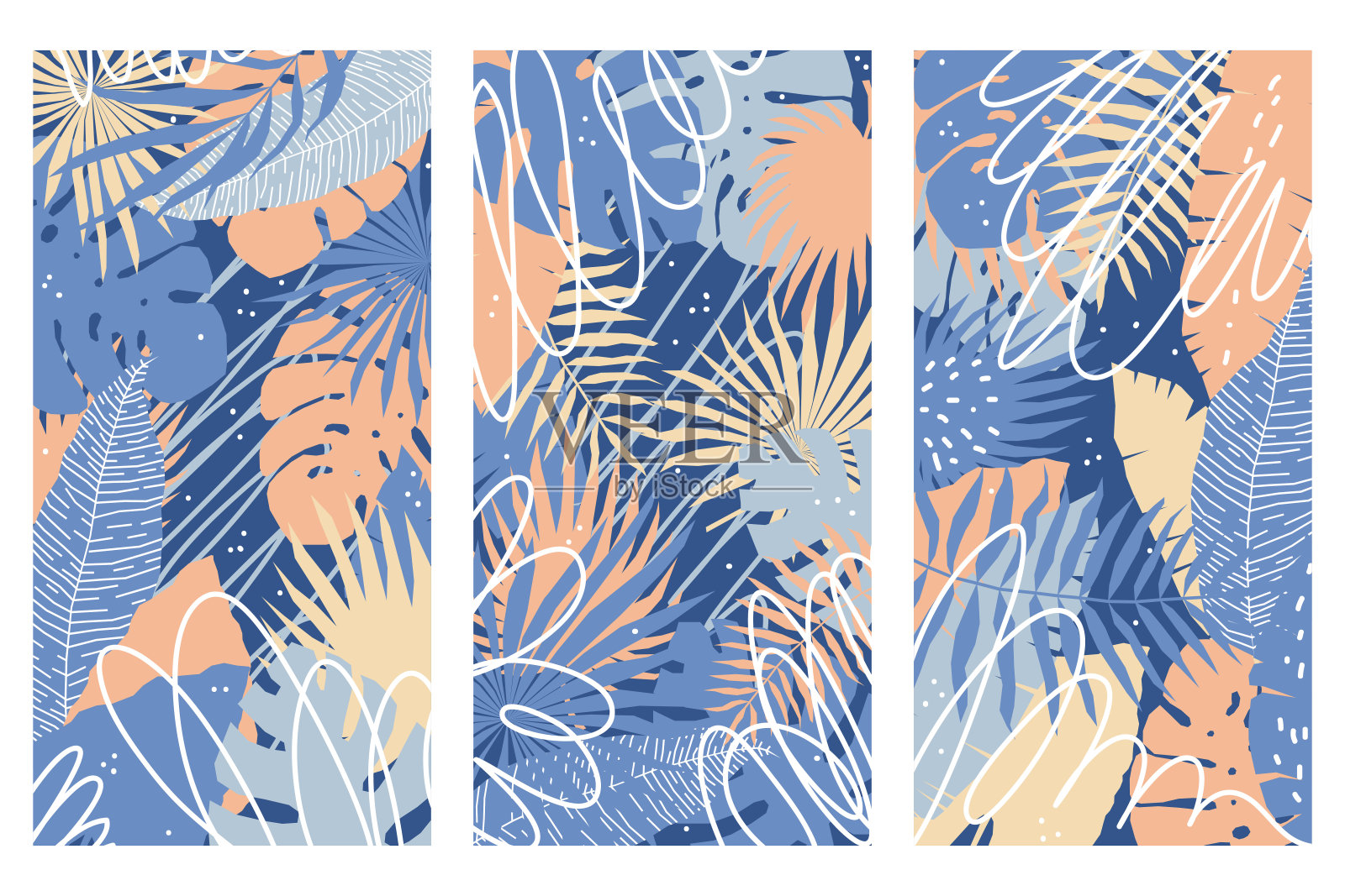 摘要热带植物背景。插画图片素材