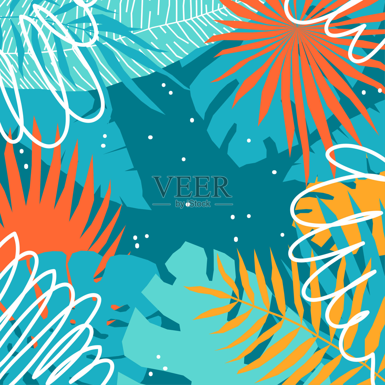 摘要热带植物背景。插画图片素材