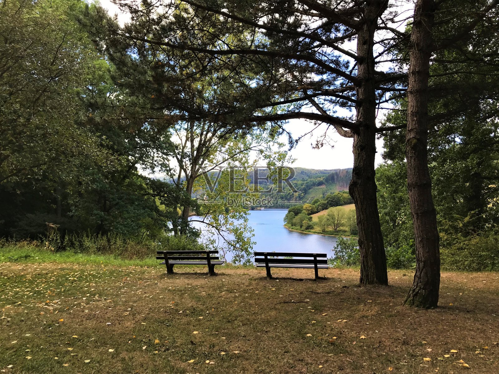 国家公园里空荡荡的长椅照片摄影图片