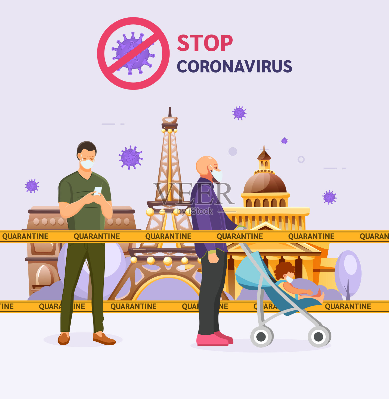 冠状病毒在。冠状病毒2019-nCoV载体插画图片素材