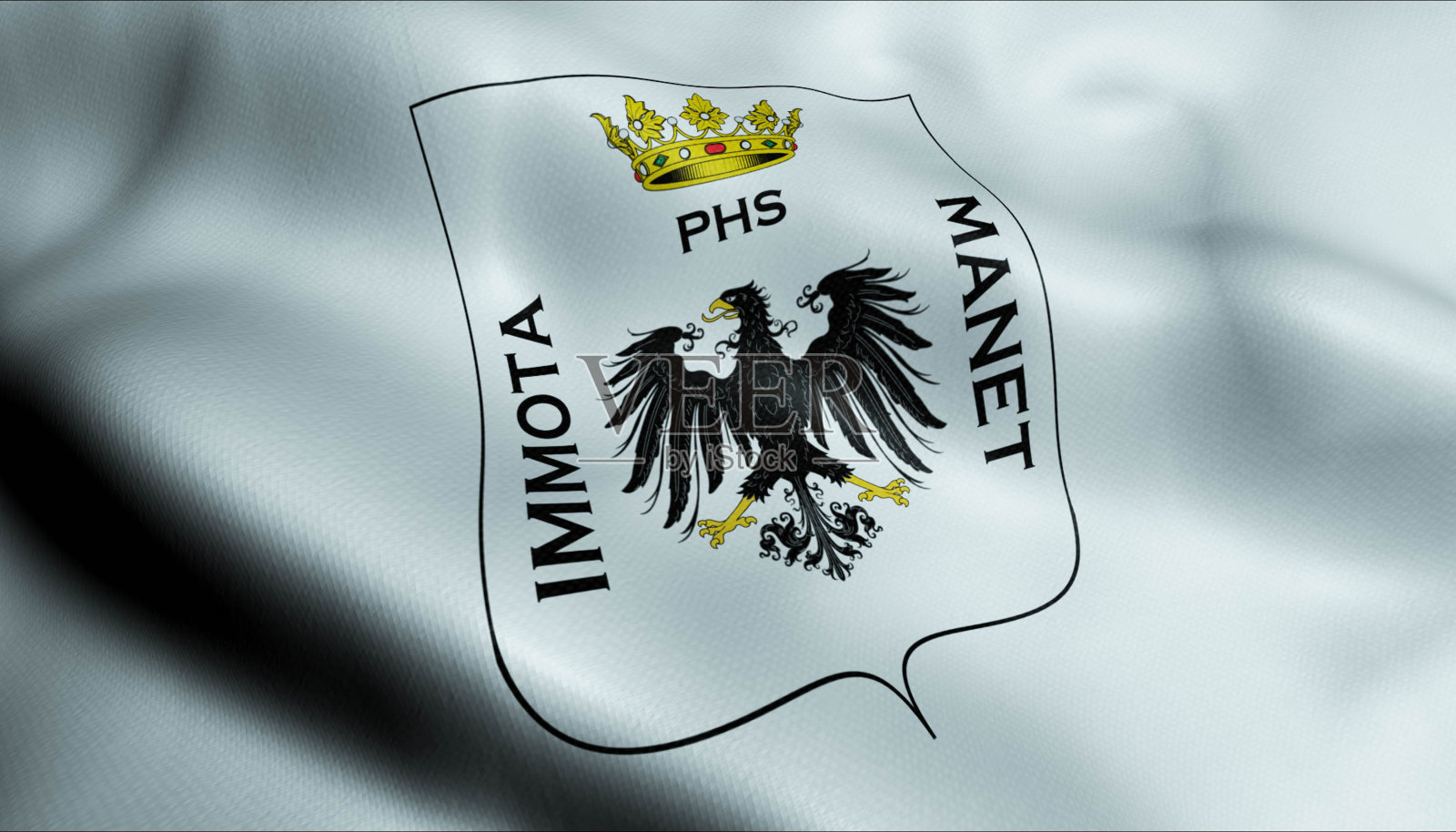 3D拉基拉挥舞意大利城市旗特写。照片摄影图片