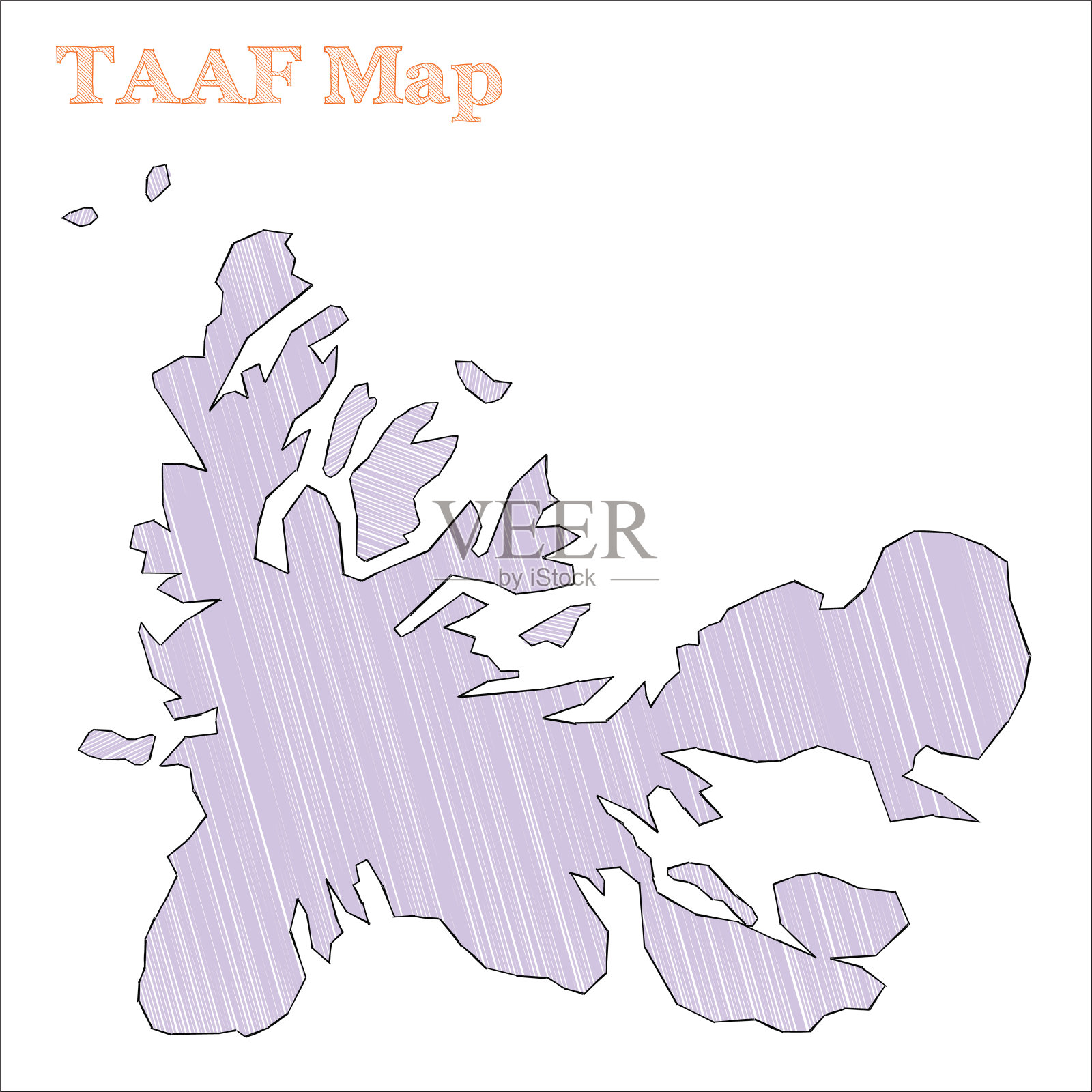 TAAF手绘地图。插画图片素材