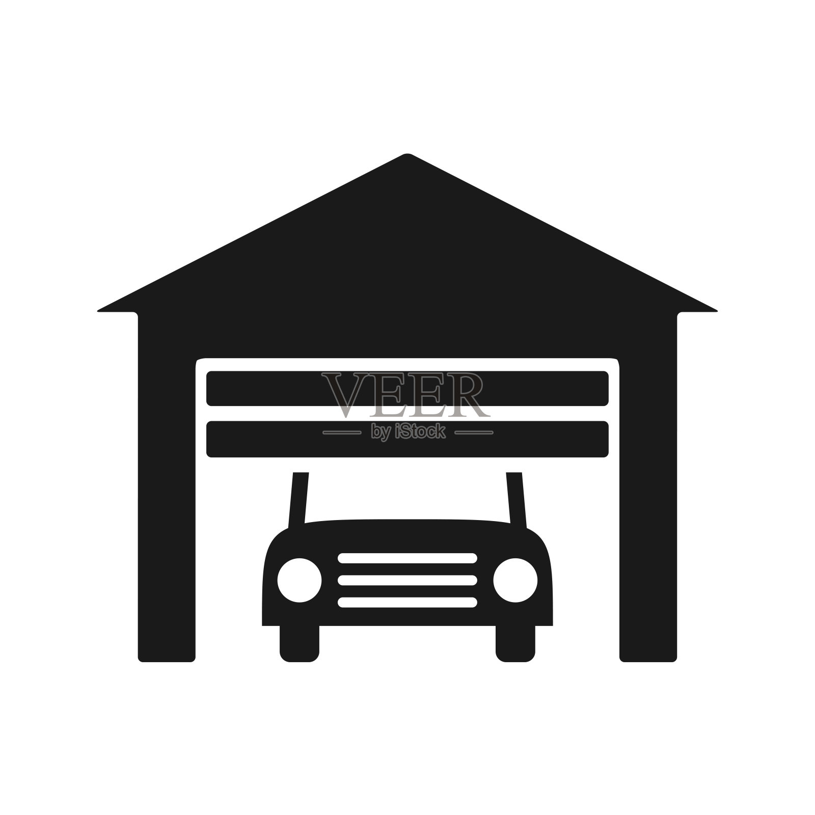 建筑矢量图标，车库图标在时尚的平面风格插画图片素材