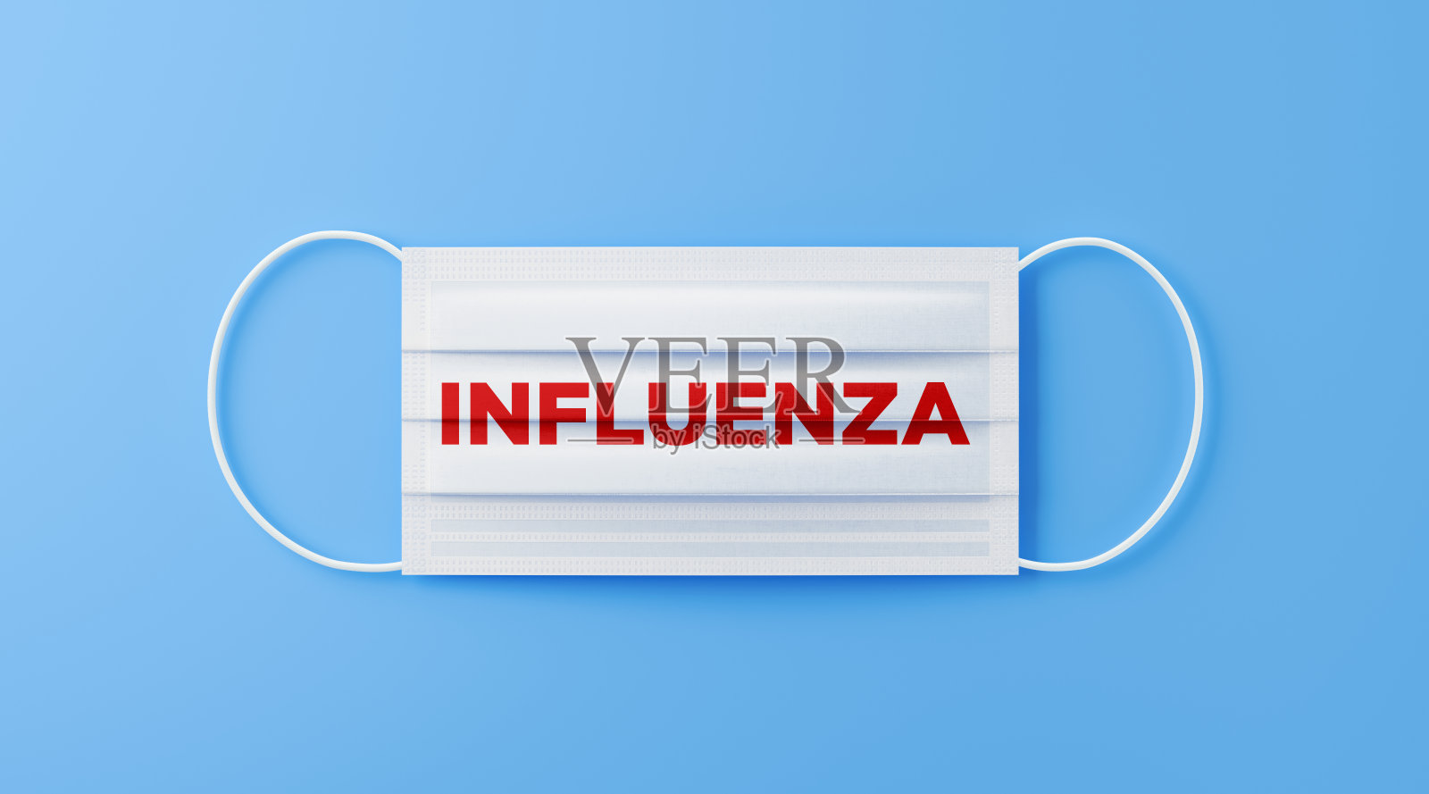 蓝色背景上的白色防护面罩照片摄影图片