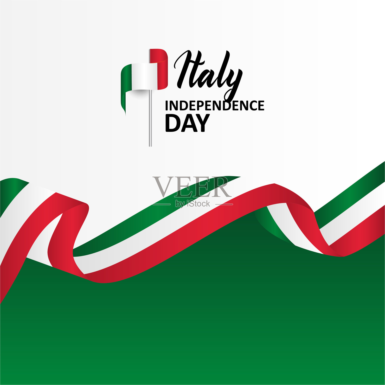 意大利独立日横幅与旗帜插图插画图片素材