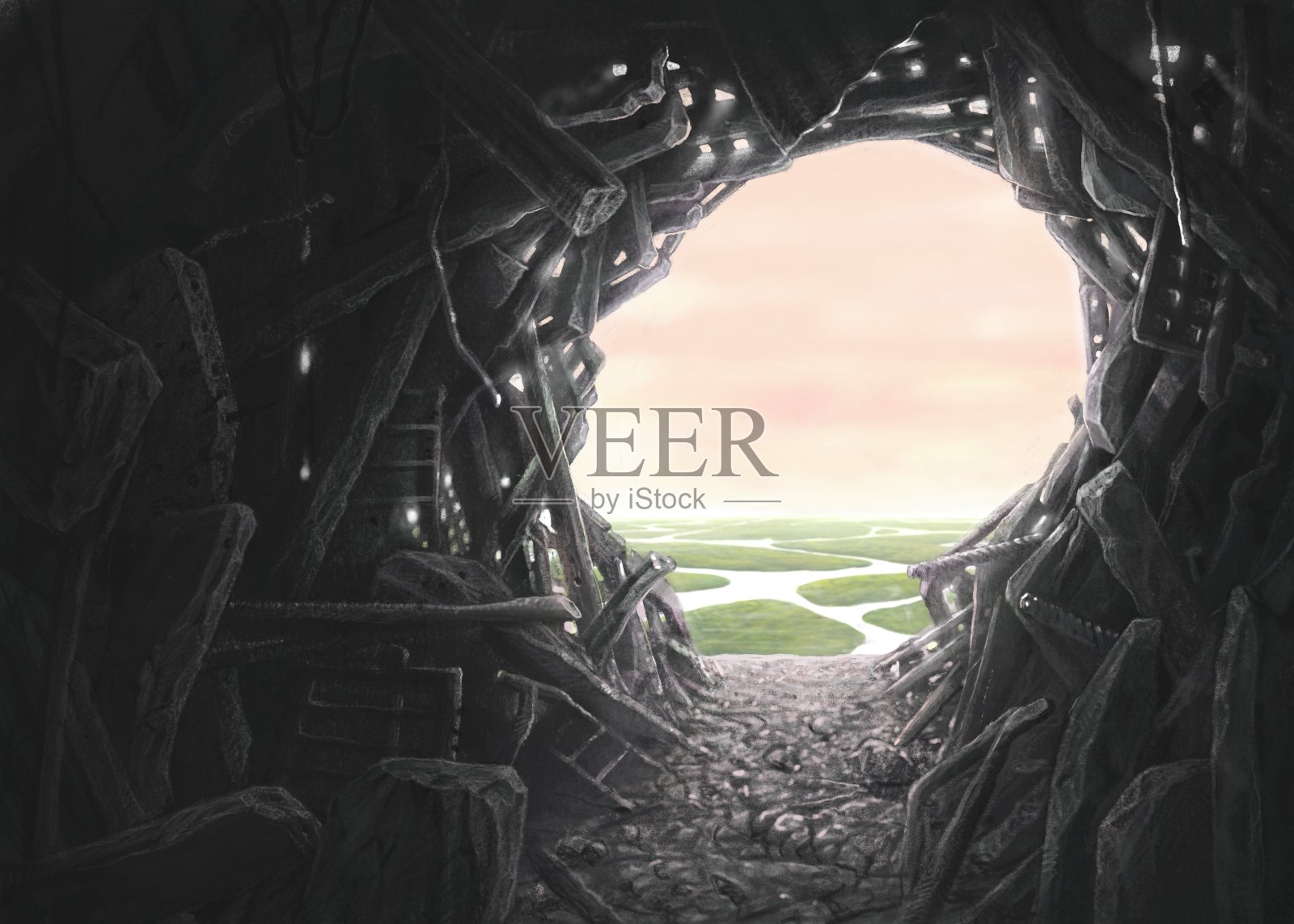 河的希望插画图片素材