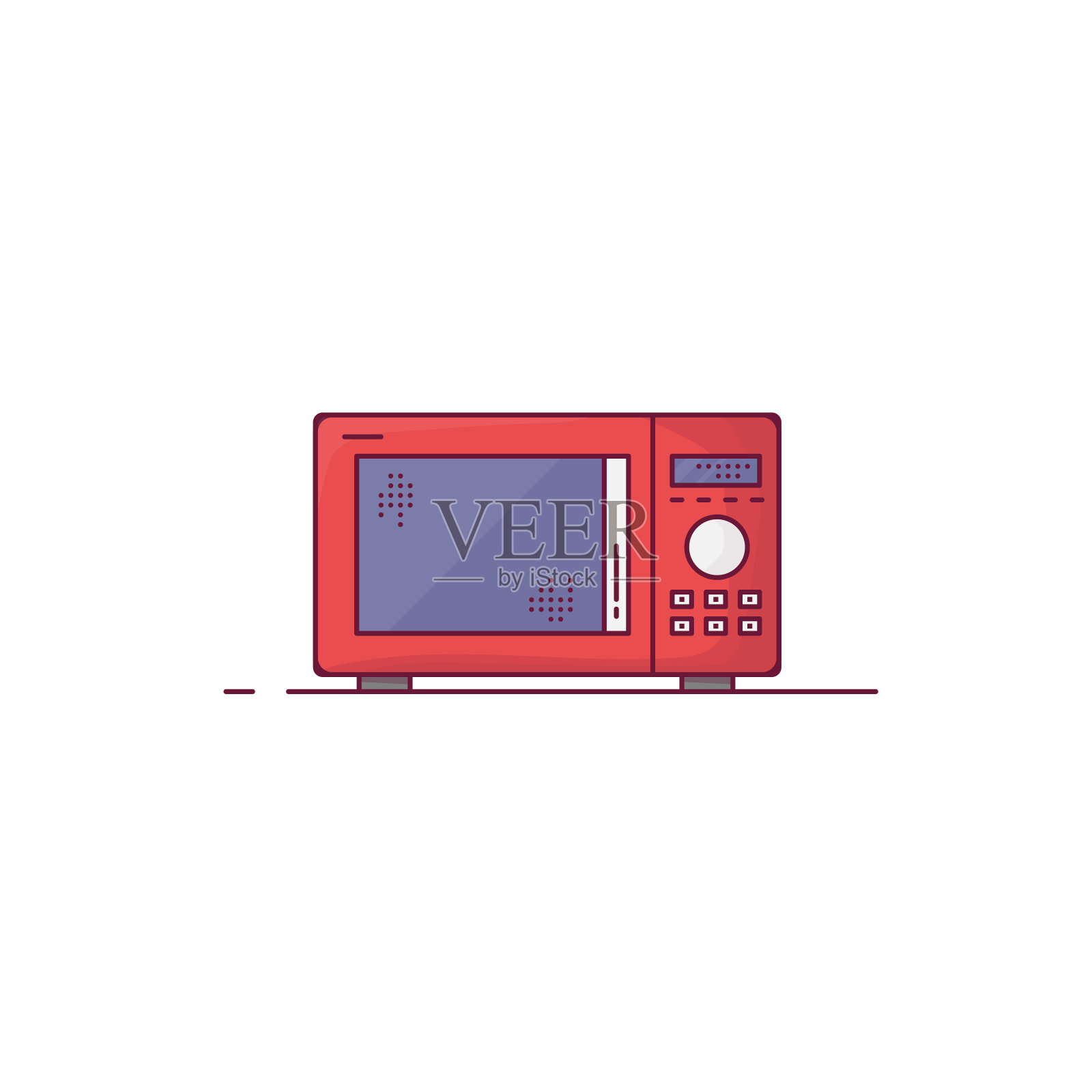 红色微波线形矢量插画图片素材