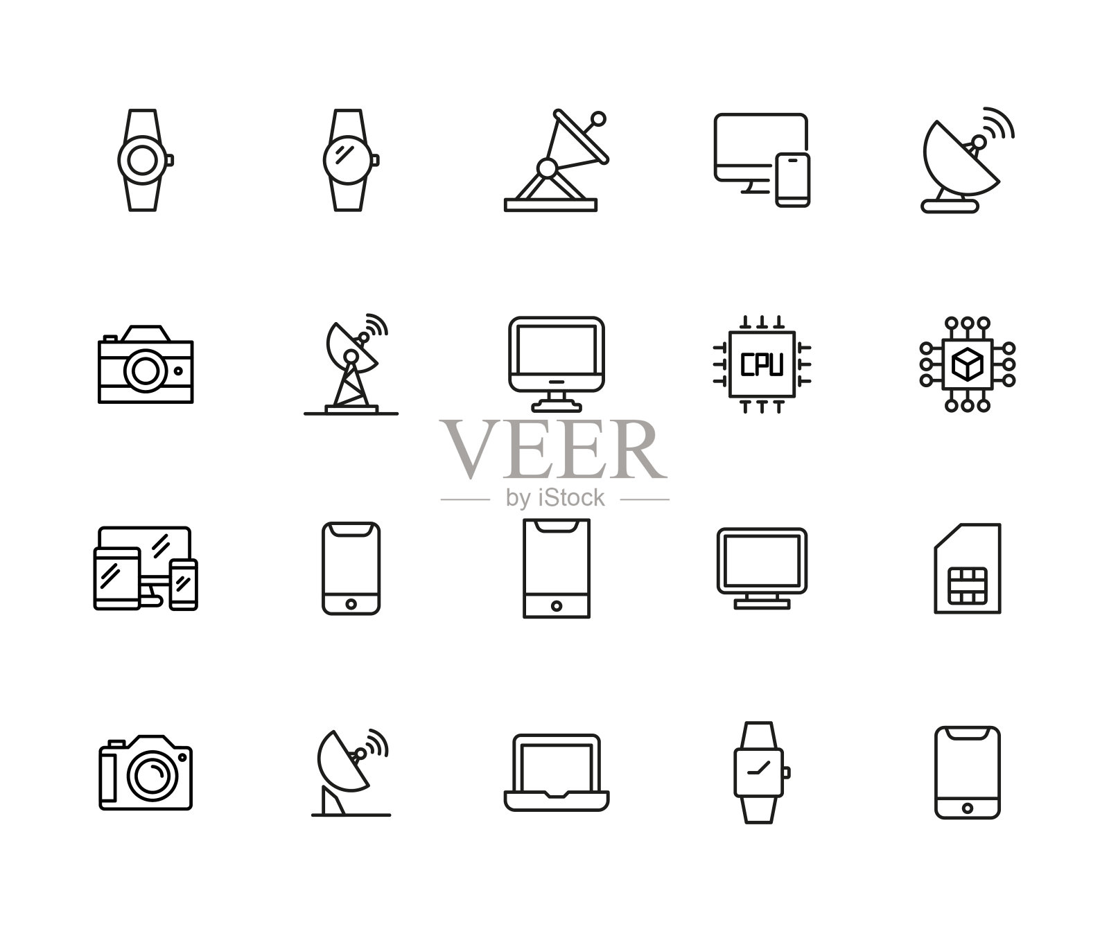 笔画线条图标技术集。图标素材