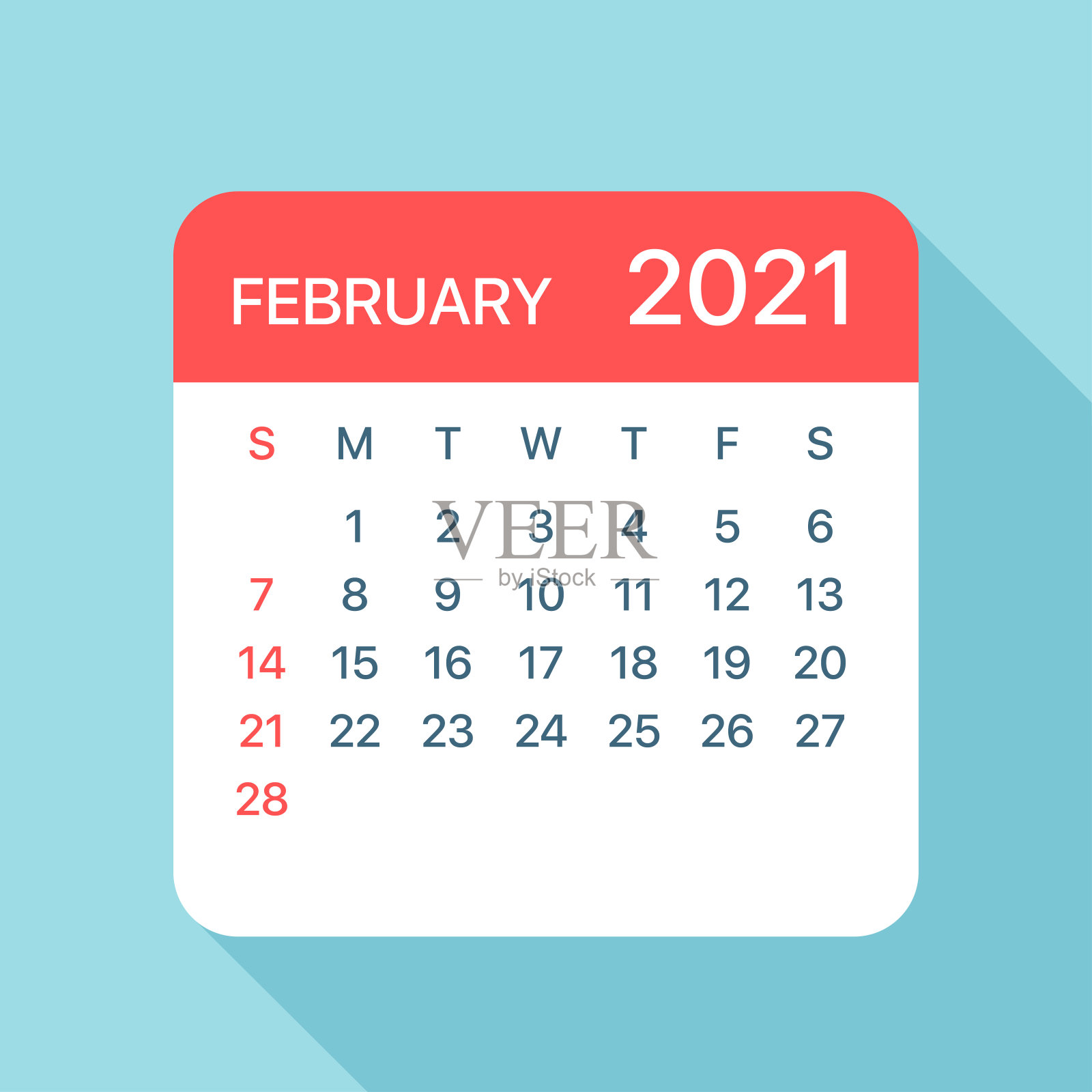 2月2021年日历叶-矢量插图插画图片素材