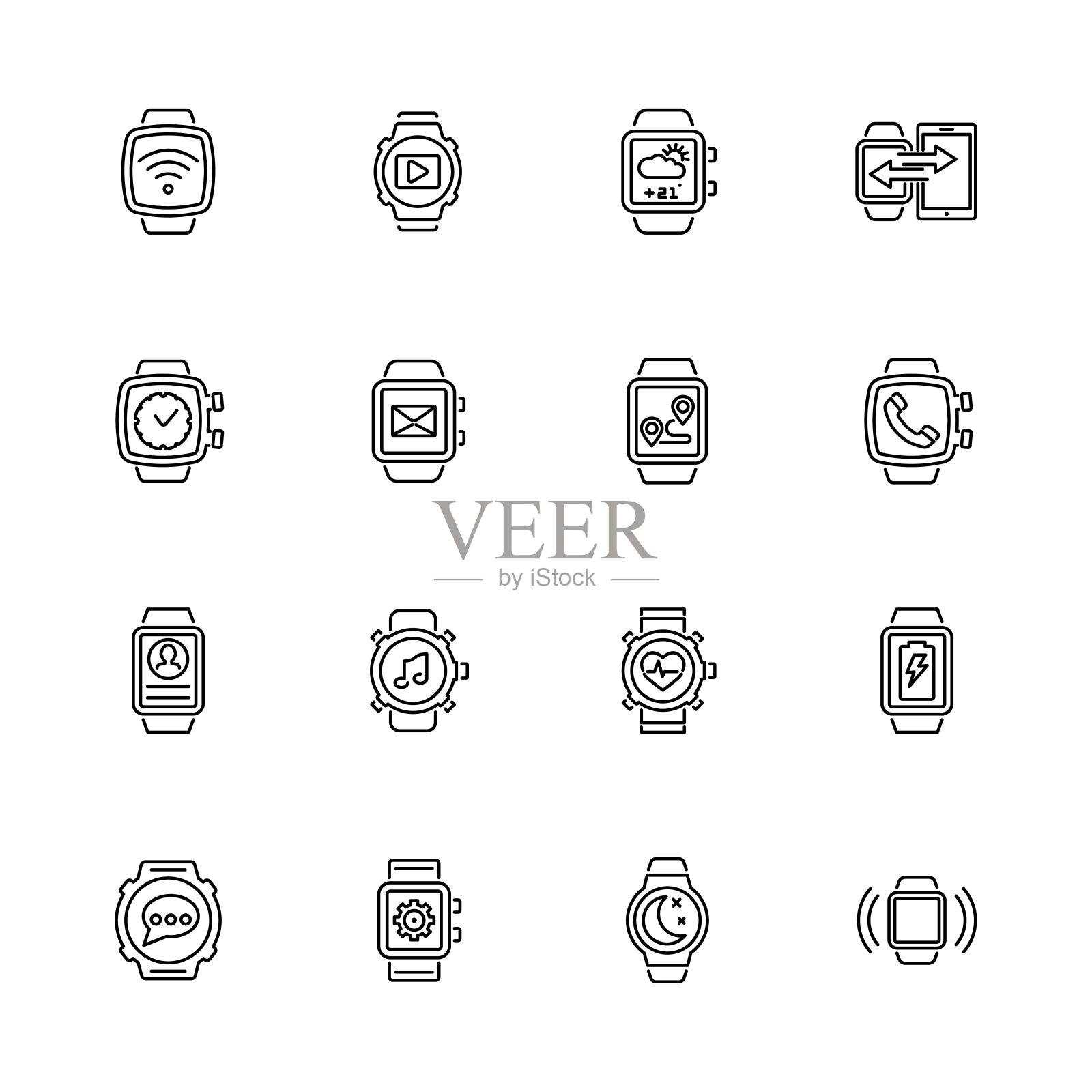 智能手表-平面矢量图标插画图片素材