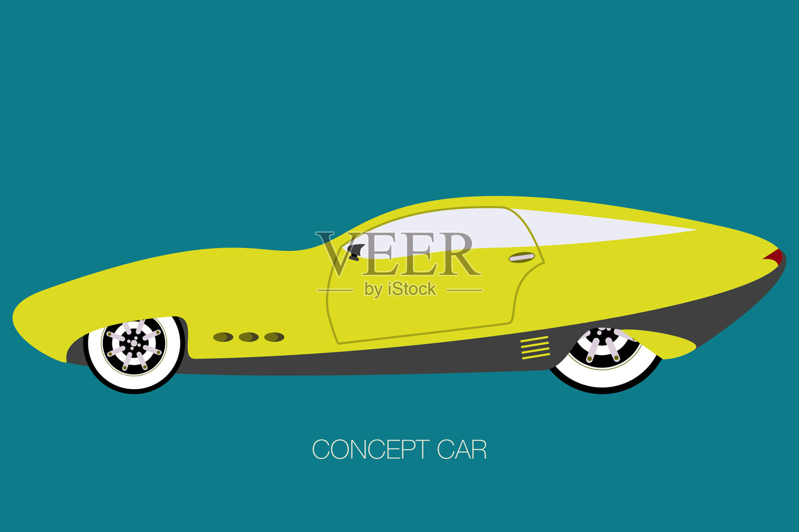 侧视图概念车，平面设计风格，矢量图标插画图片素材