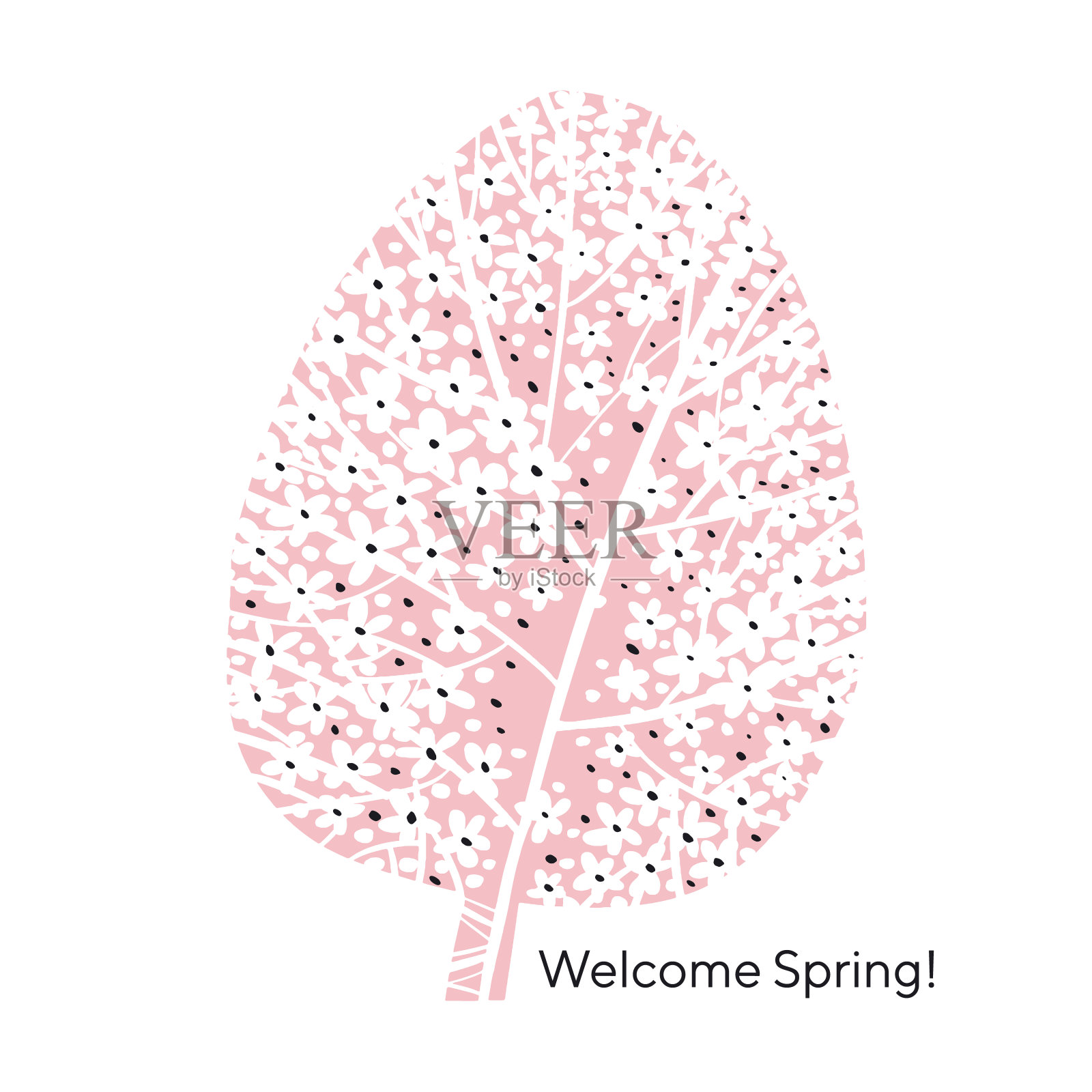 粉彩玫瑰冲刺樱花树。插画图片素材