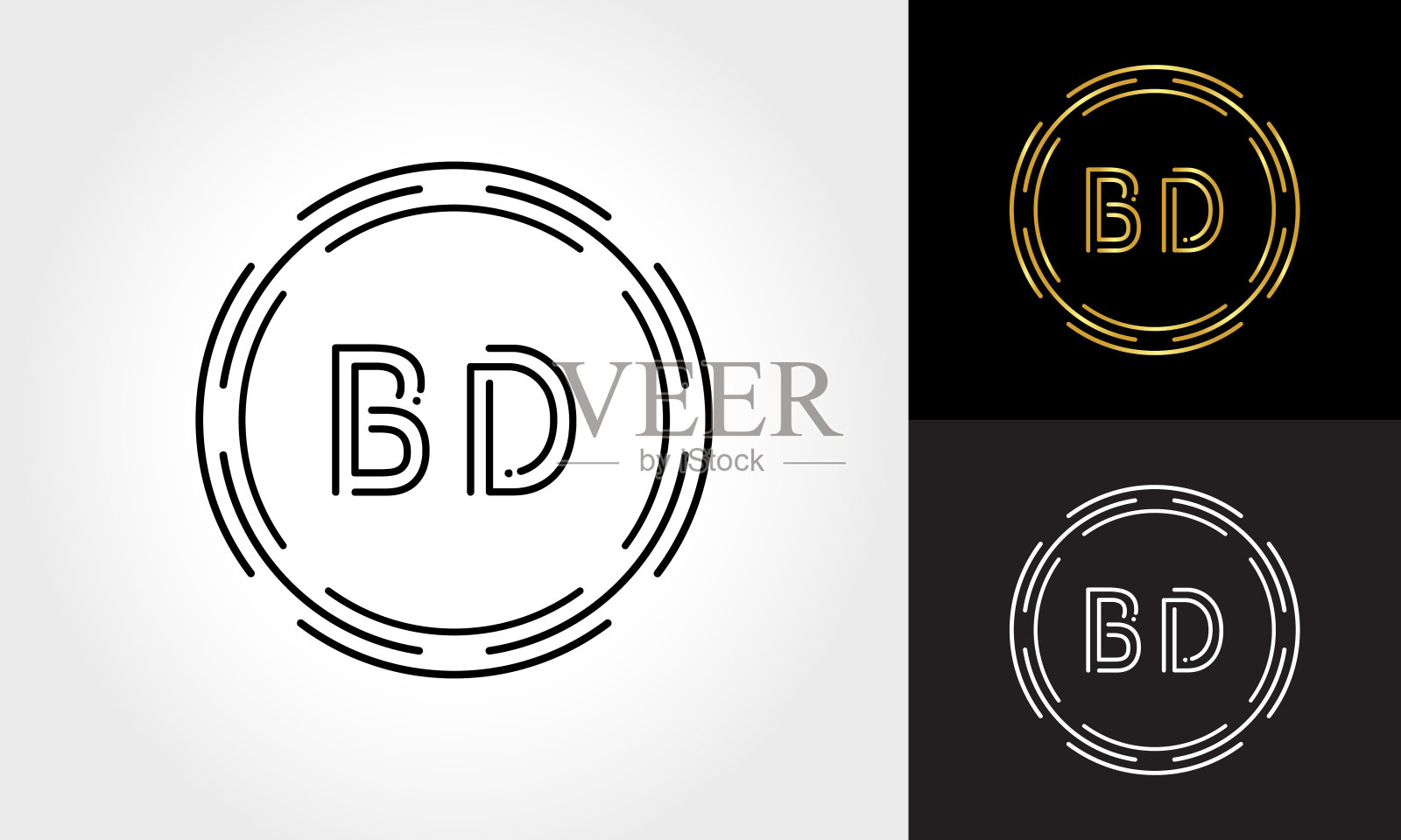 首BD字母标志创意现代排版矢量模板。数字抽象字母BD标志设计插画图片素材