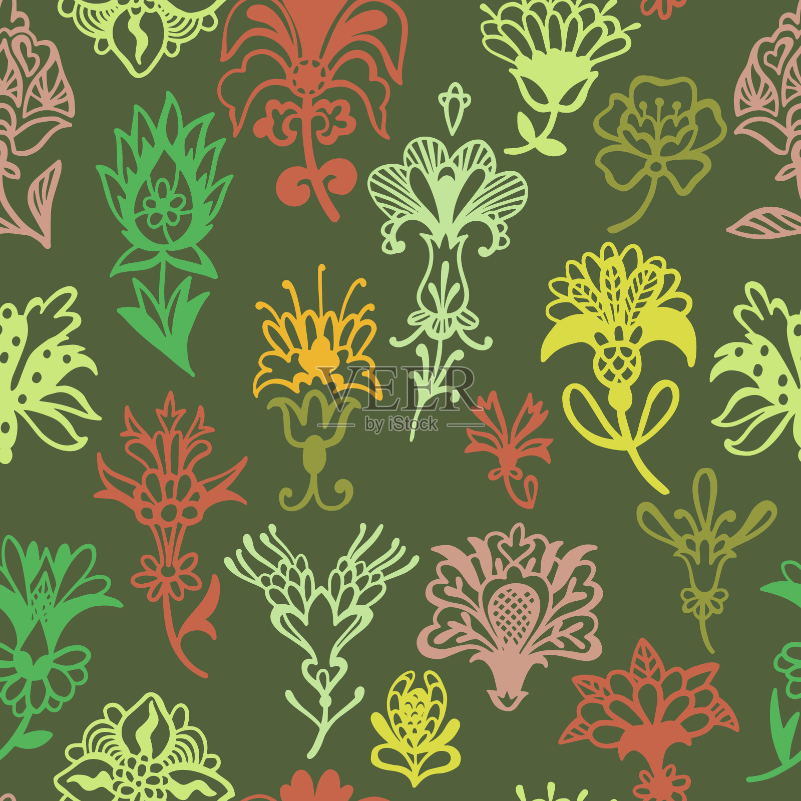 植物载体无缝模式插画图片素材