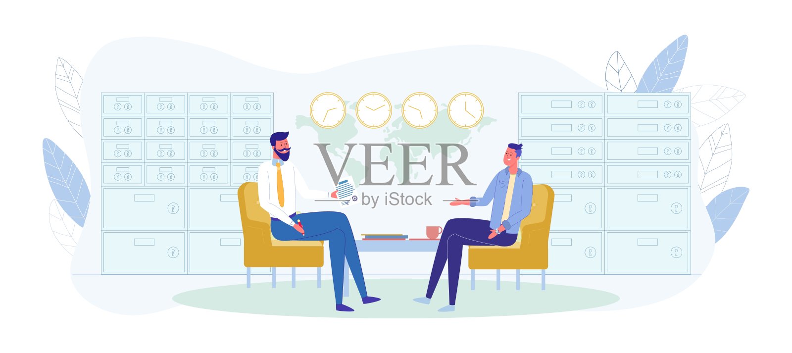 在银行签订个人细胞合同。插画图片素材