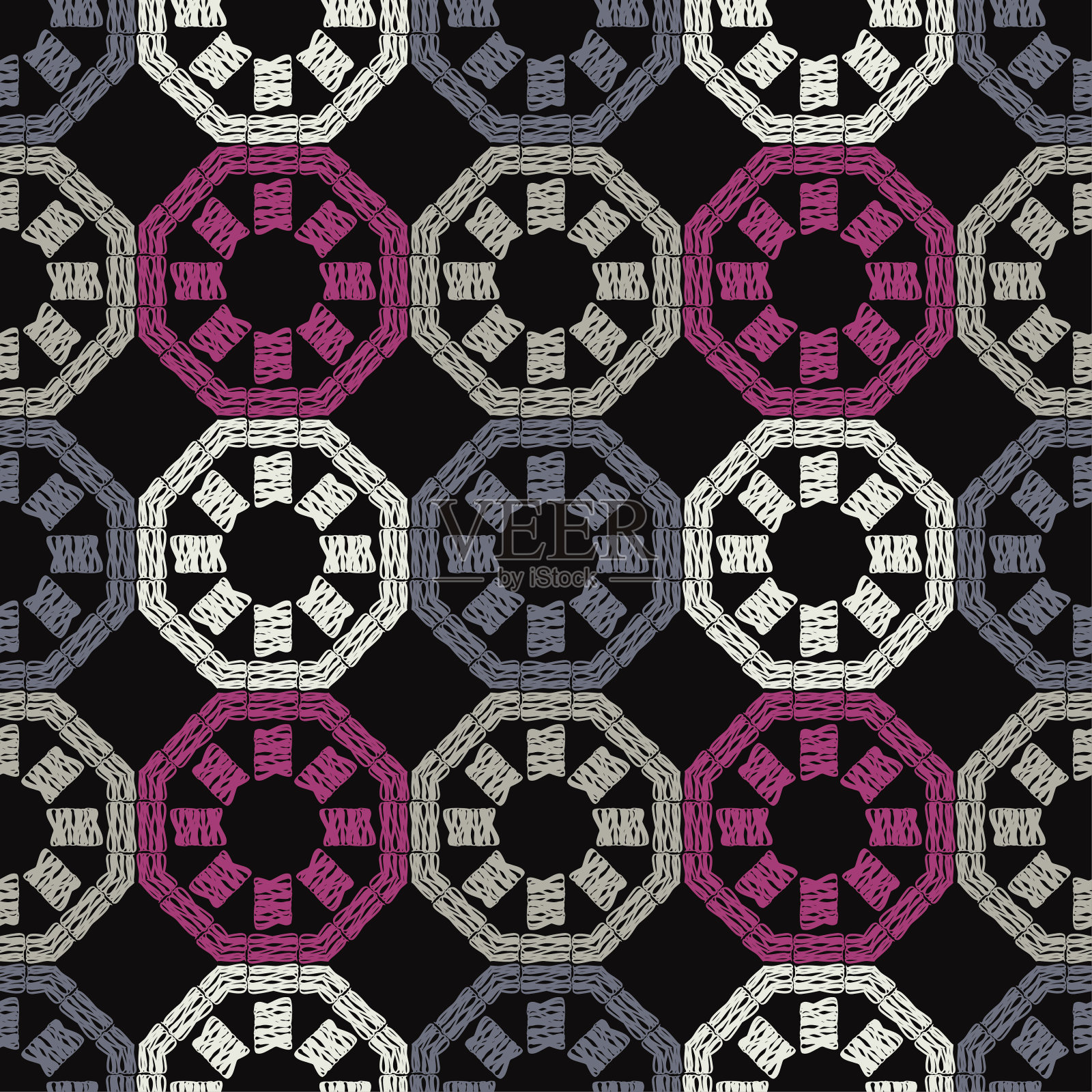 无缝的背景。画了各种形状的物体和涂鸦。插画图片素材