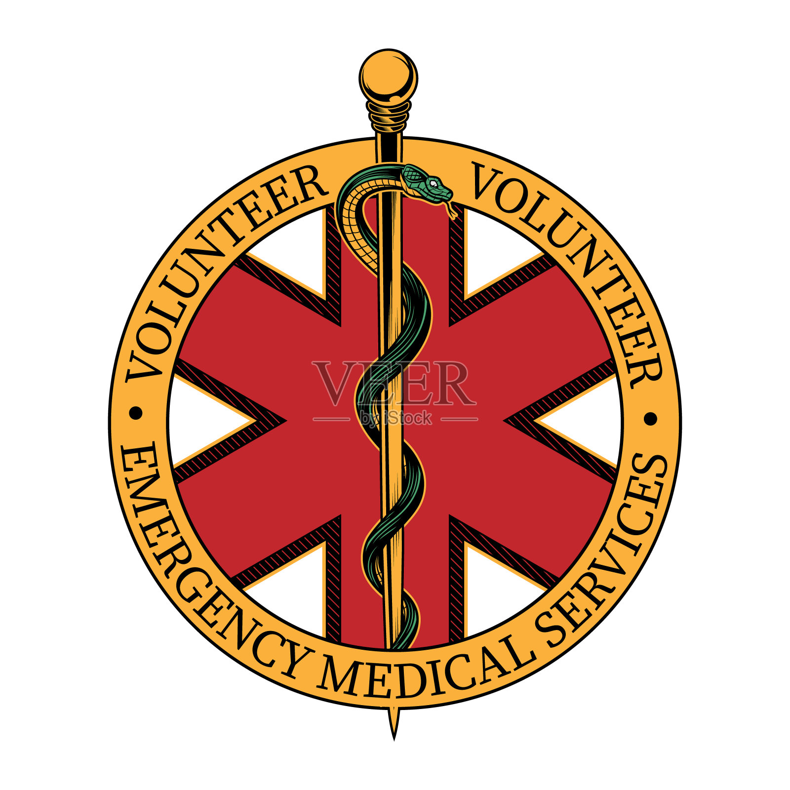 志愿者紧急医疗服务标志。设计元素图片