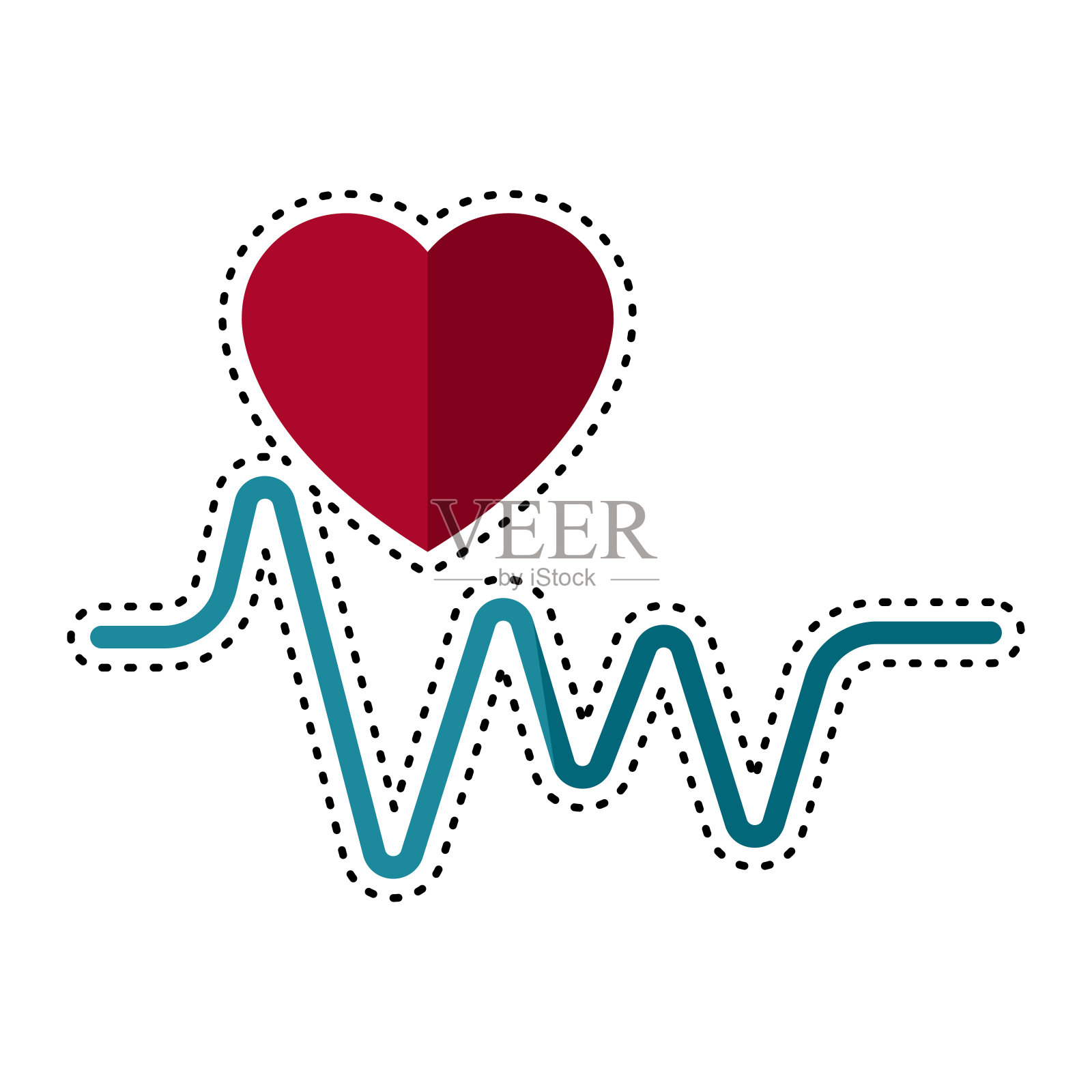 虚线心电图图标插画图片素材