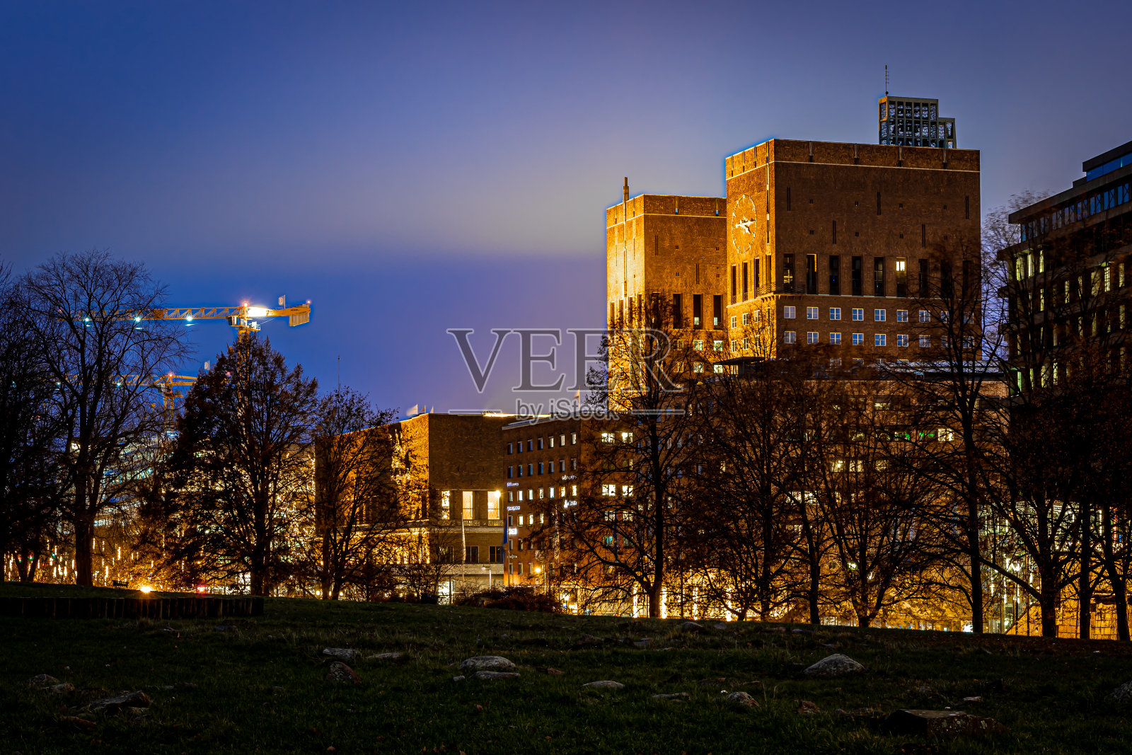 冬天的挪威奥斯陆市政厅照片摄影图片