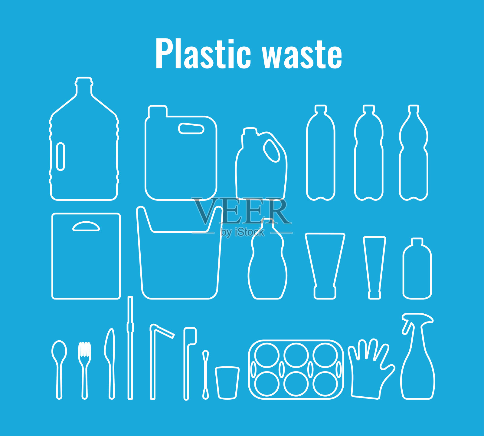 塑料容器，一次性餐具向量集插画图片素材