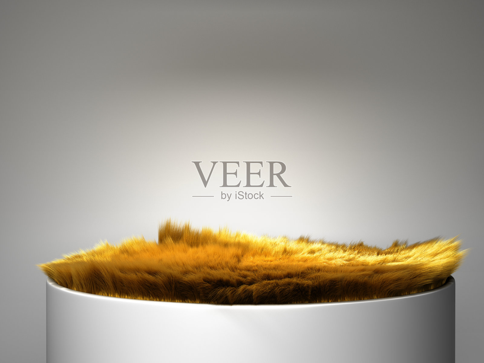 黄色羊毛基座简单的讲台产品展示3d渲染在灰色的背景照片摄影图片