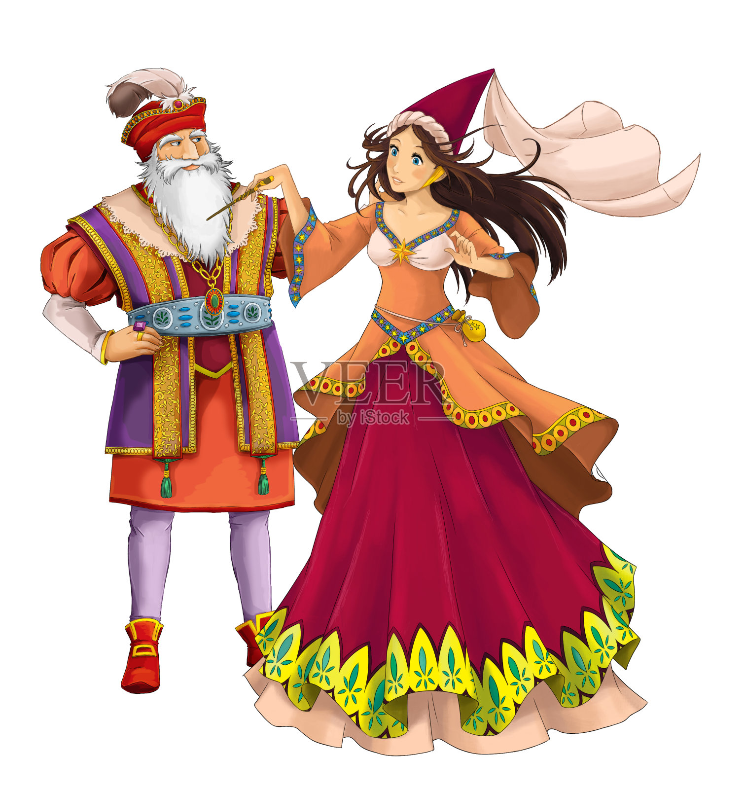 卡通欢快的夫妻在一起的浪漫场景-插图插画图片素材