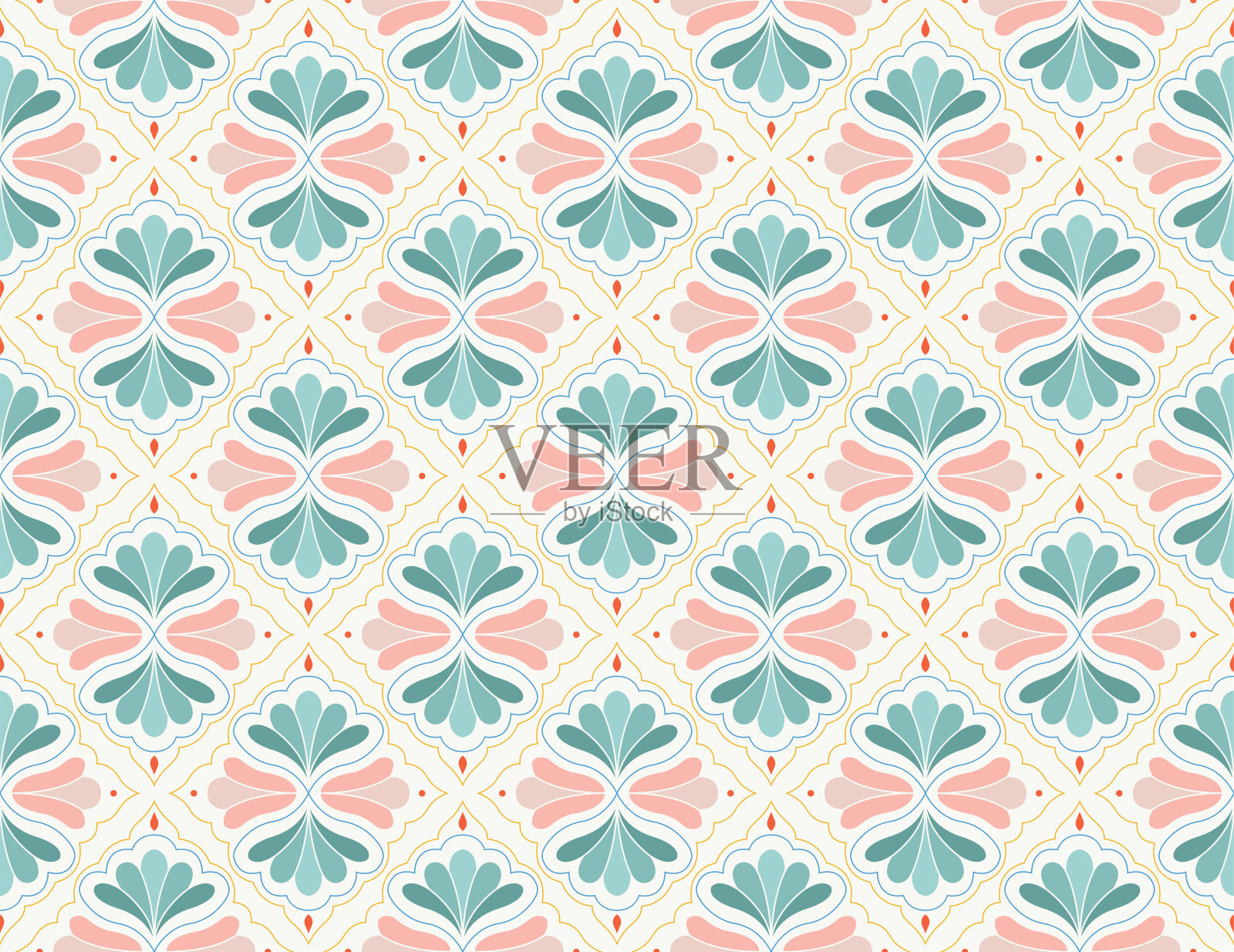 可爱的缎花矢量无缝模式。装饰花插图。抽象装饰艺术背景。插画图片素材