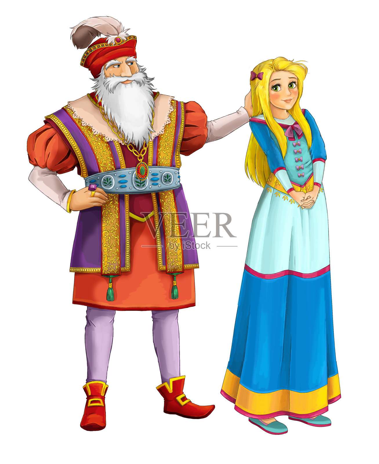 卡通欢快的夫妻在一起的浪漫场景-插图插画图片素材