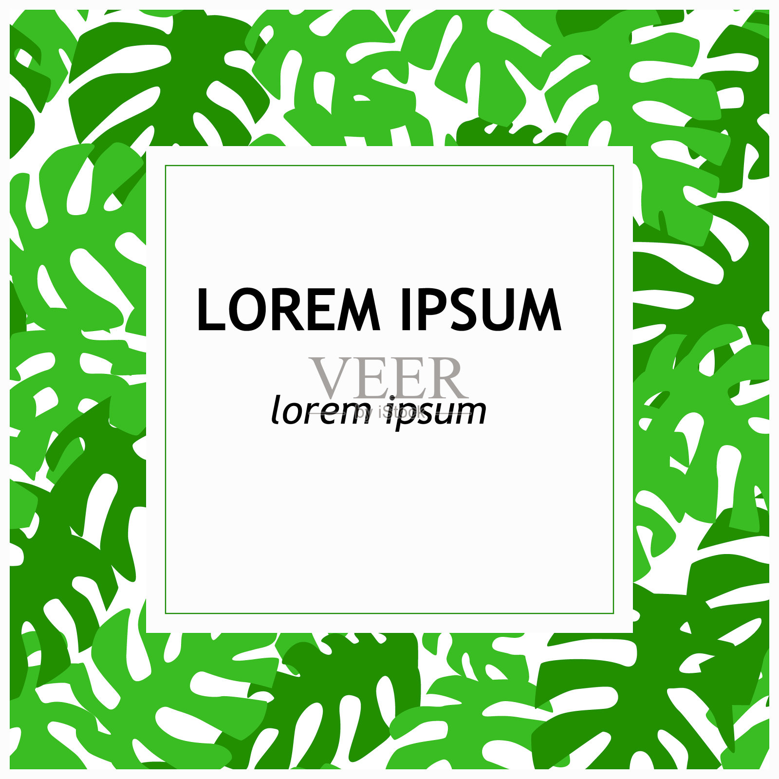 一个带有怪物的方形框架为文本留下了图案和空白。插画图片素材