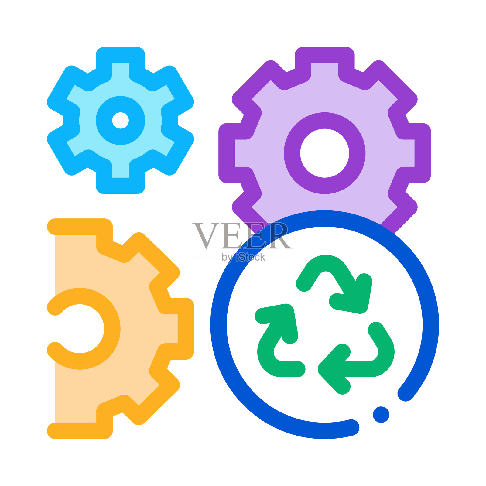同步设置图标矢量轮廓插图图标素材