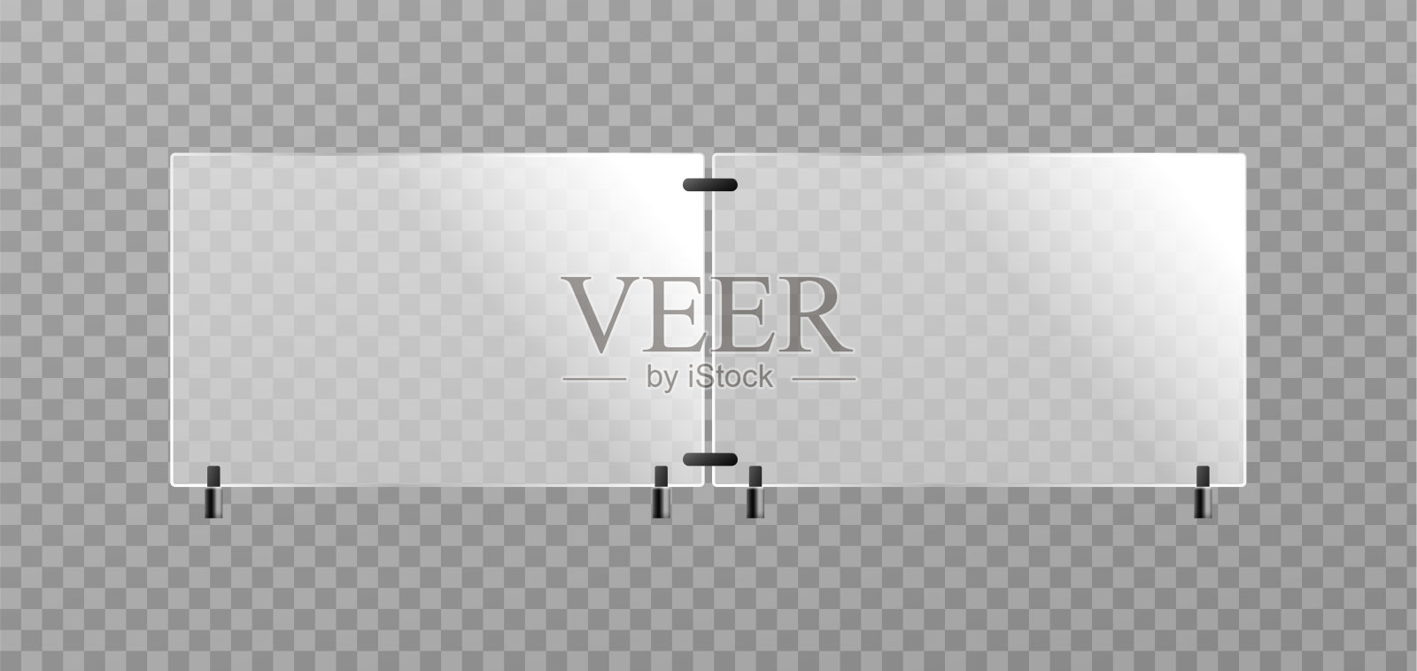 栅栏面板与栏杆现实的矢量模型插图孤立。插画图片素材