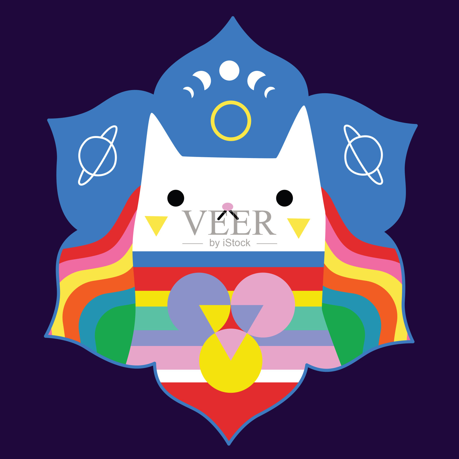 猫吉祥物曼荼罗插画图片素材