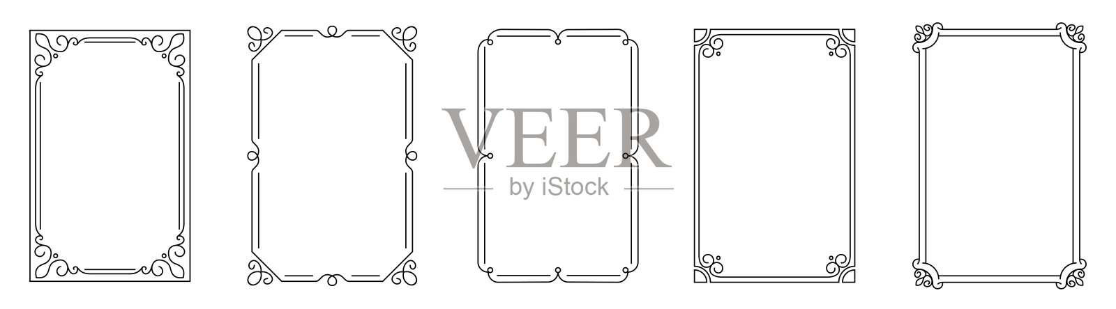 装饰框架集。书法框架集。华丽的帧。模板的装饰复古框架符号。矢量图插画图片素材