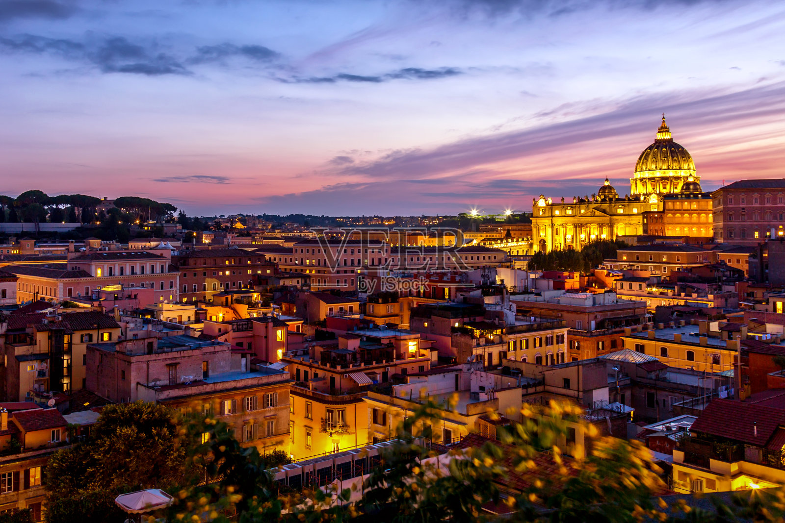 日落时的罗马城市景观照片摄影图片