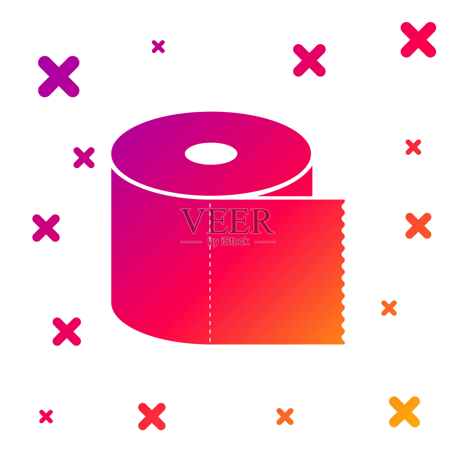 彩色卫生纸卷图标孤立在白色背景上。梯度随机动态形状。矢量图图标素材