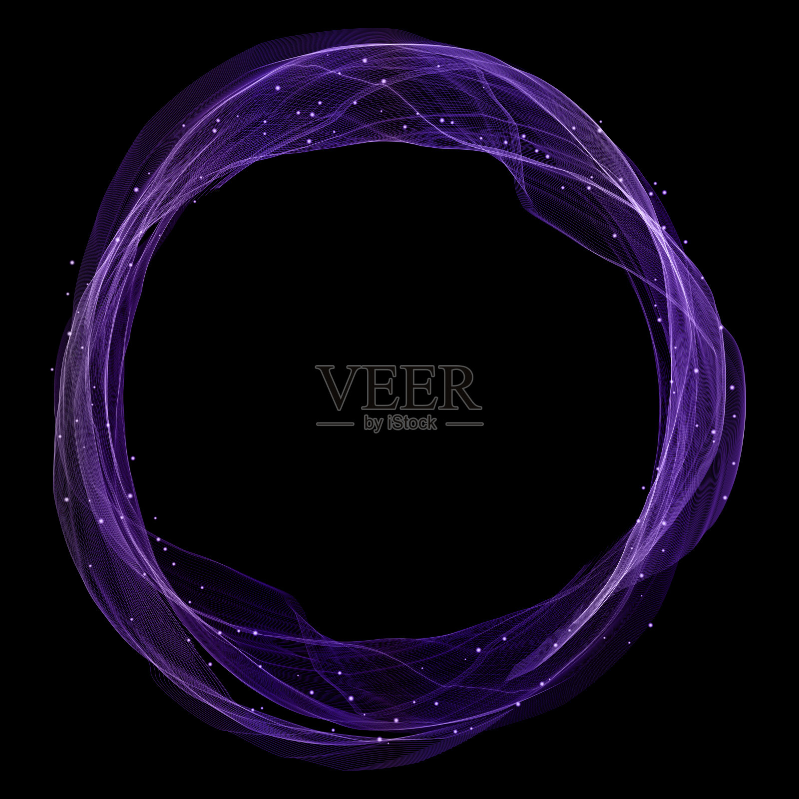 有发光的灯光和流动的线条的神奇的圆圈插画图片素材
