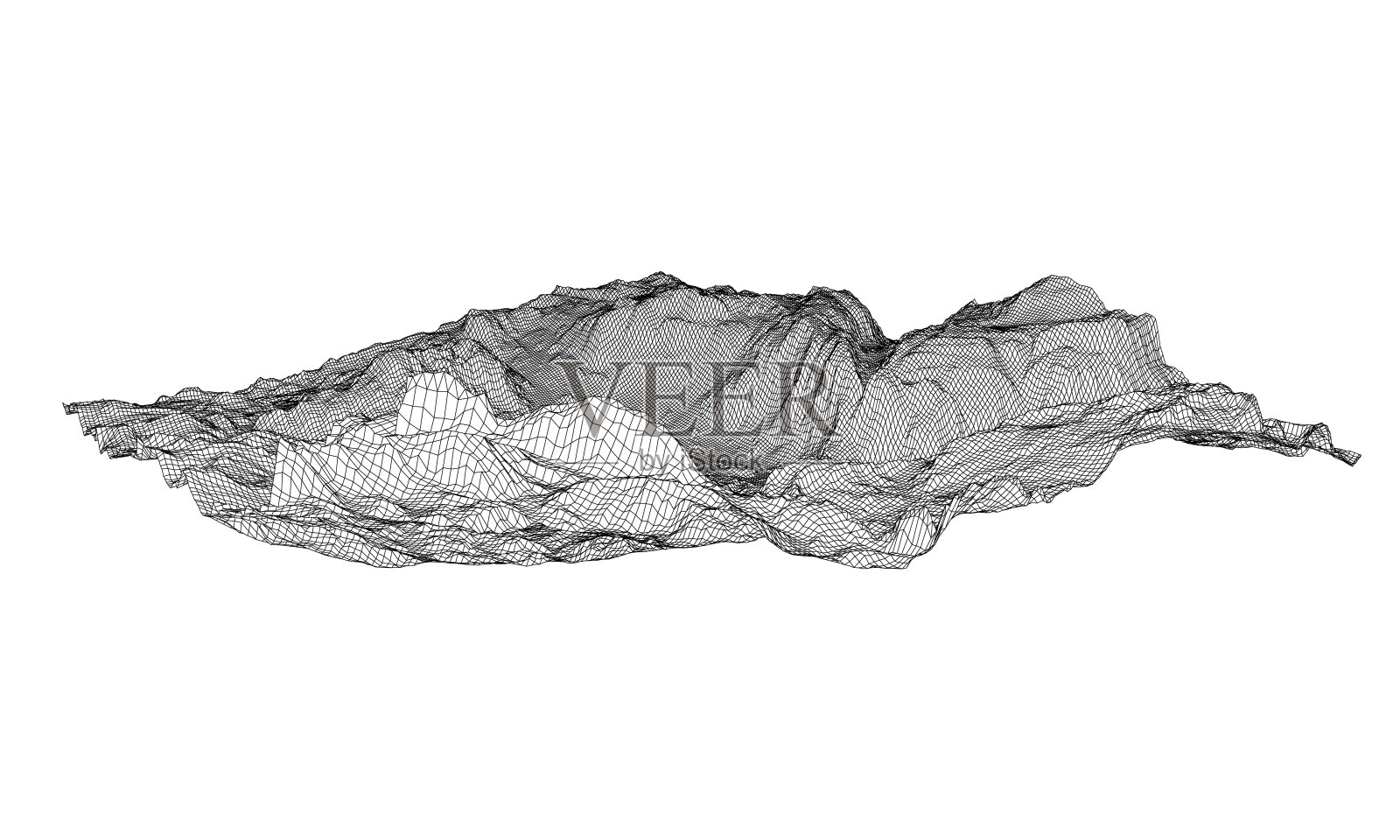 抽象的三维线框景观。Blueprint样式插画图片素材