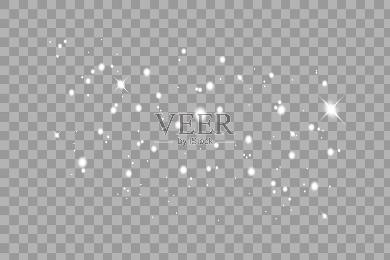 一组发光的灯光效果隔离在透明的背景。阳光闪烁着光芒和聚光灯。发出光的效果。星星闪耀着光芒。插画图片素材