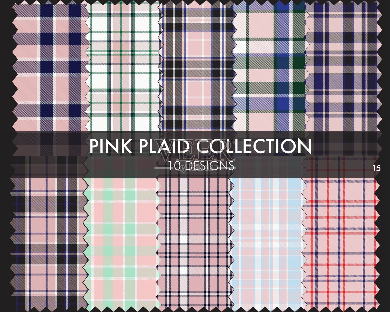 粉色格子花格无缝图案系列插画图片素材