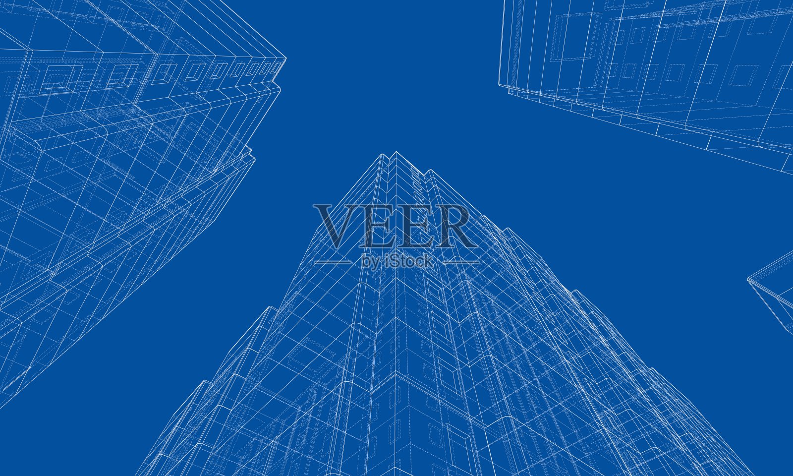 建筑的矢量线框模型插画图片素材