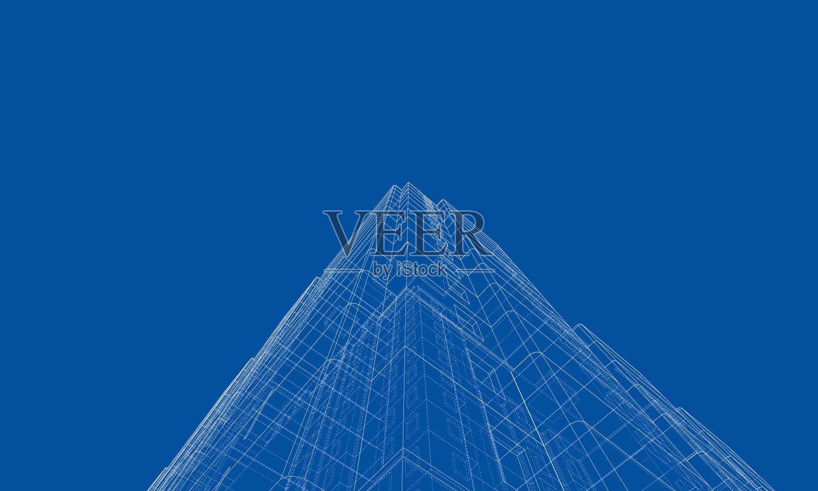 建筑的矢量线框模型插画图片素材