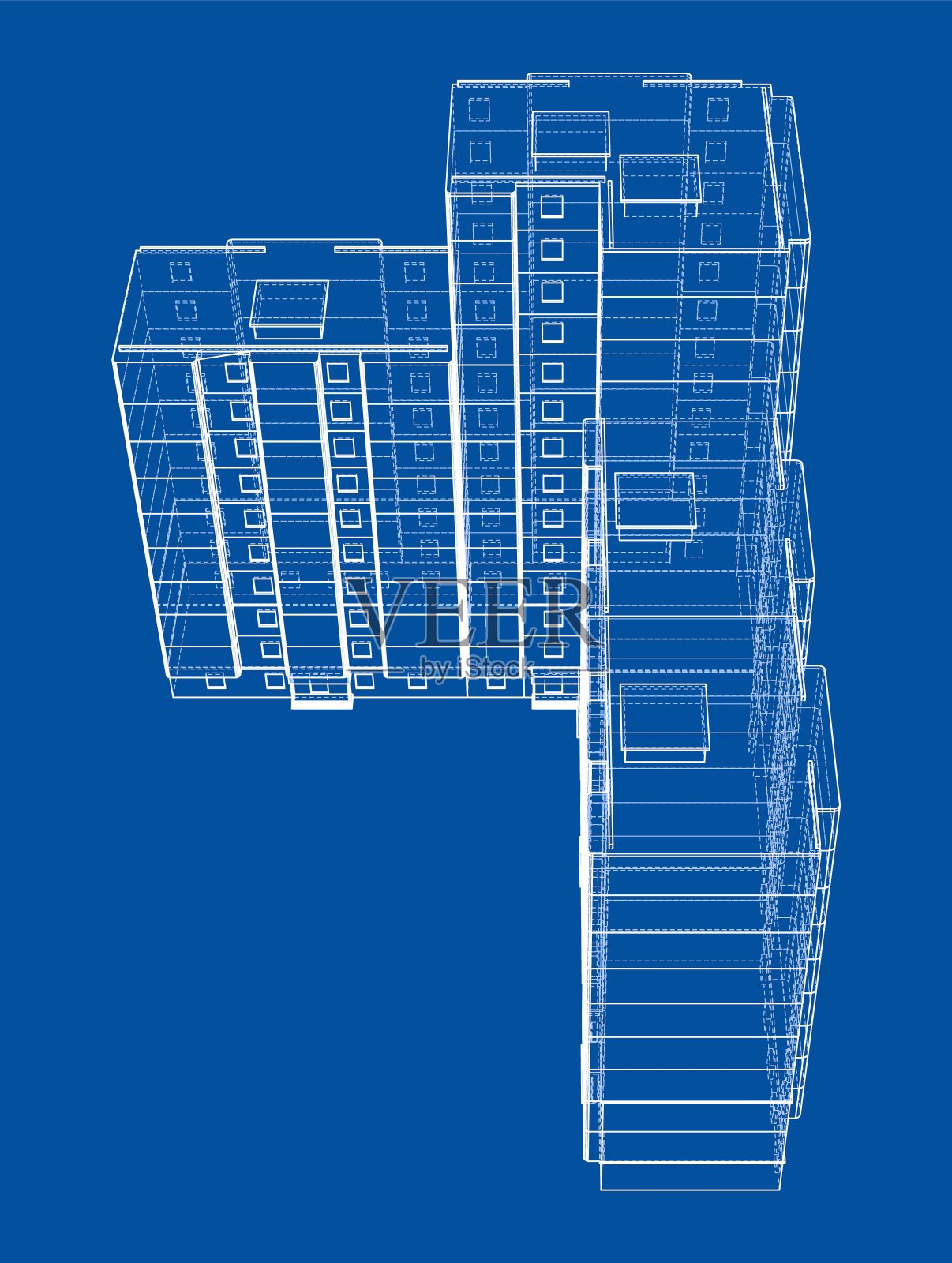 建筑的矢量线框模型插画图片素材