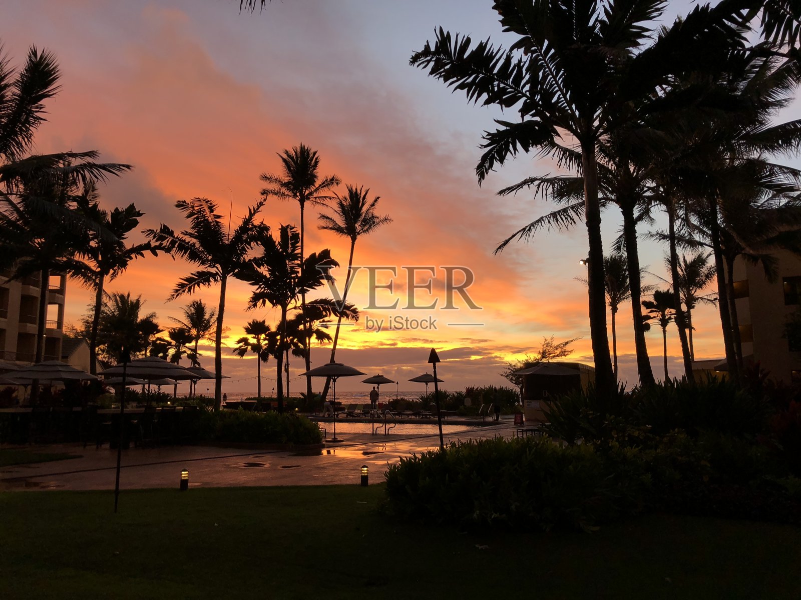 考艾岛的日落照片摄影图片