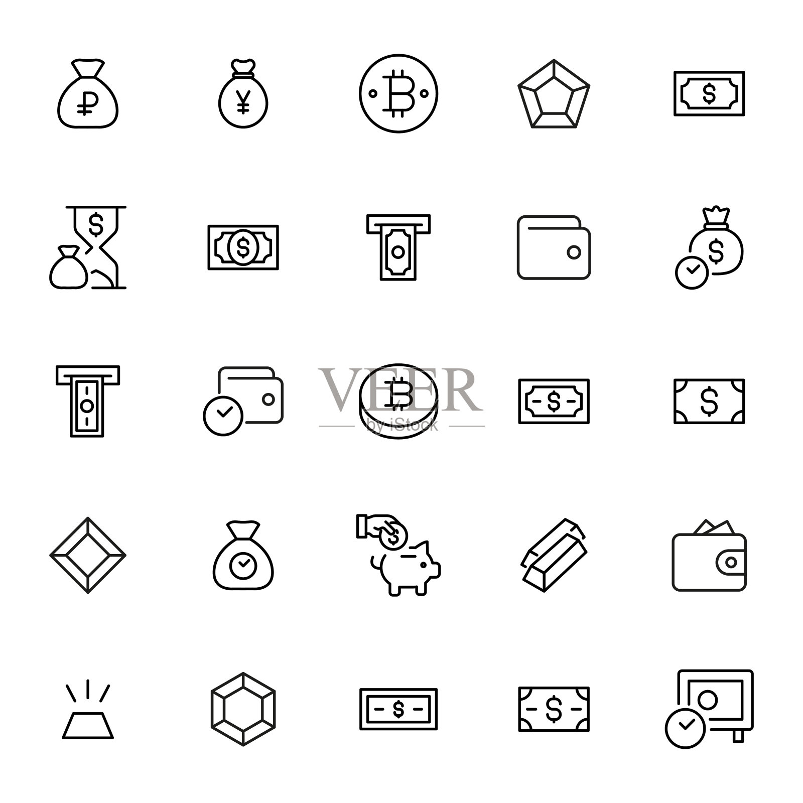 投资的向量线图标集合。图标素材