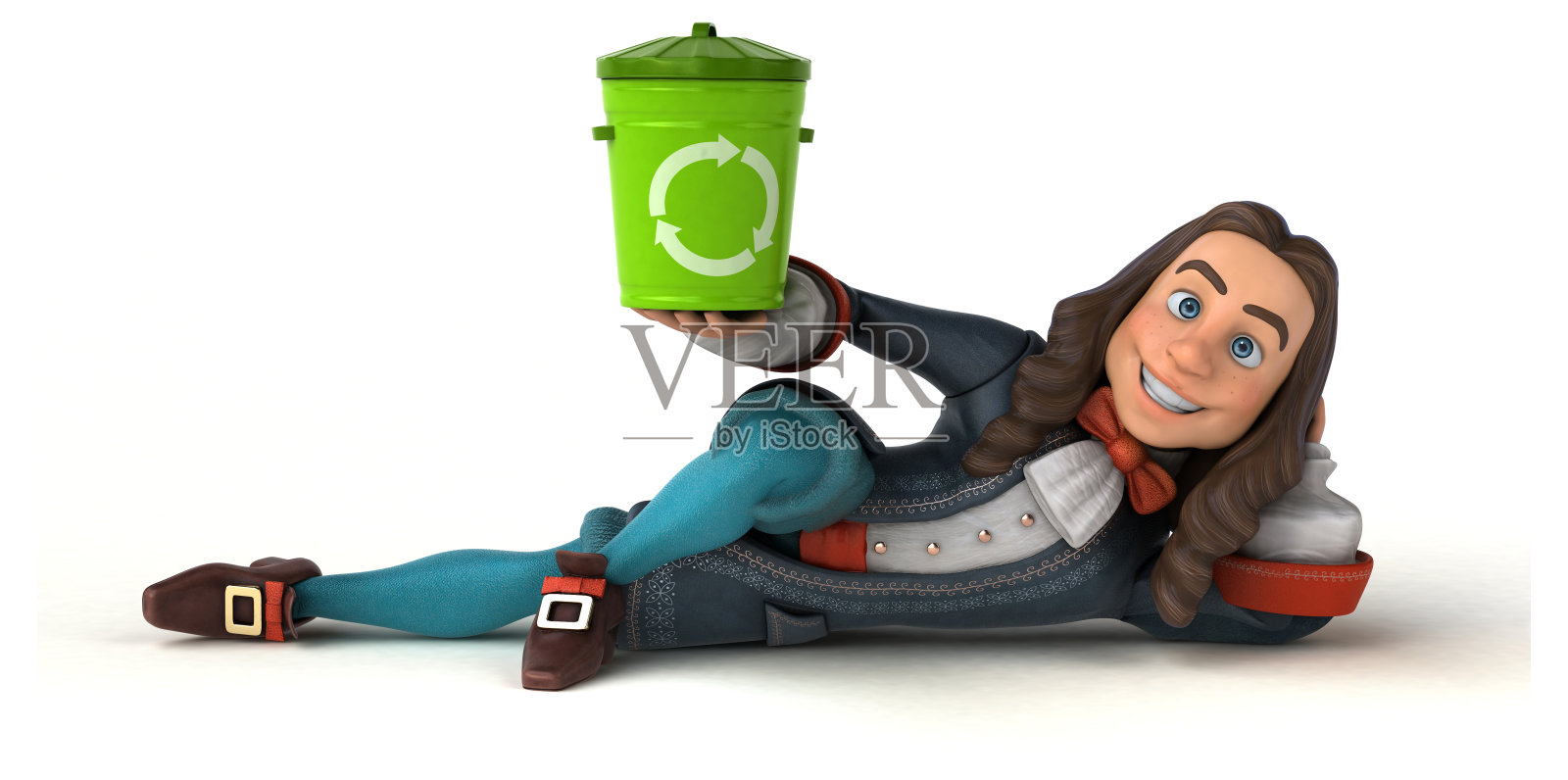 3D插图的卡通人在历史巴洛克服装照片摄影图片