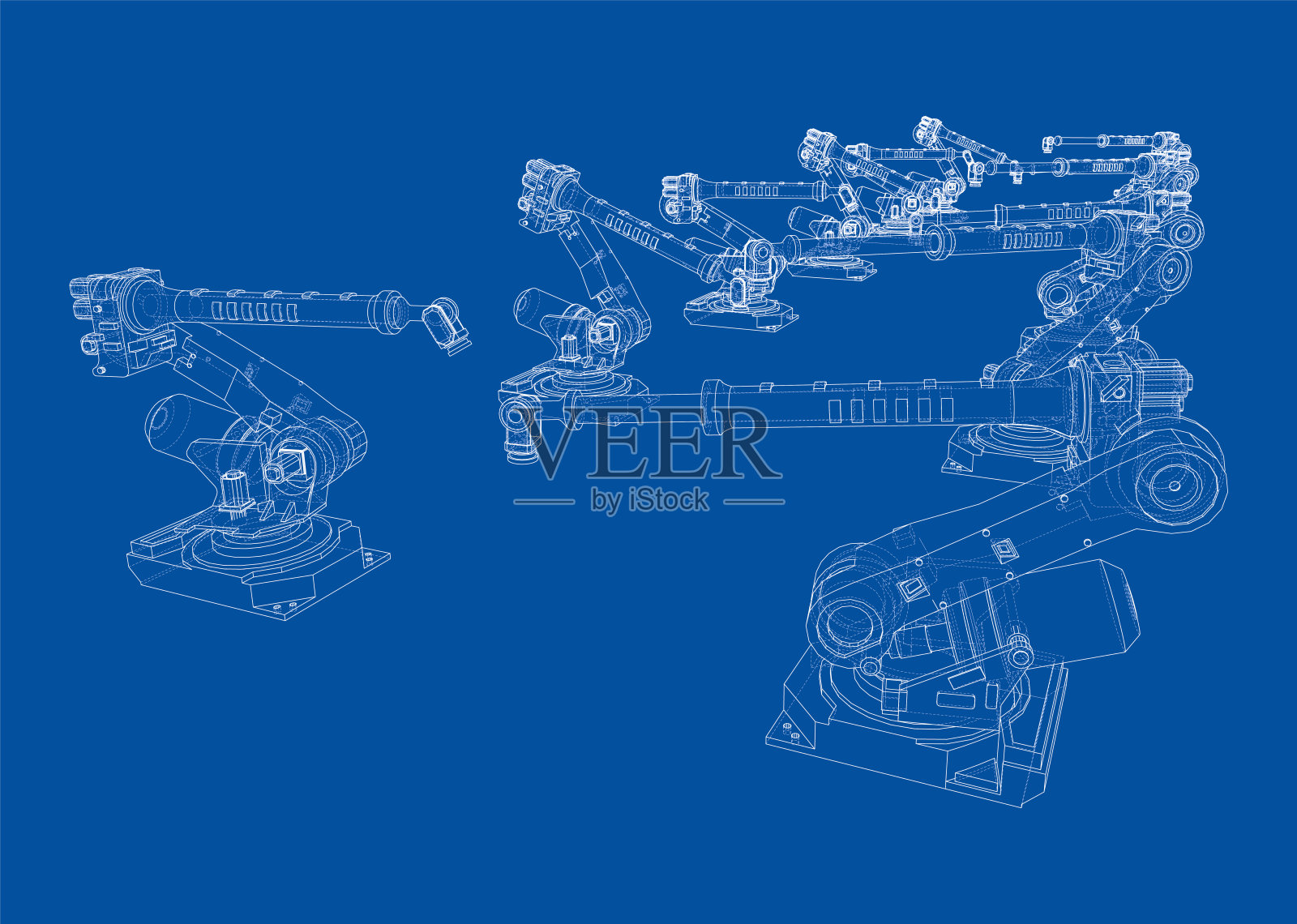 一个工业机器人操纵器插画图片素材
