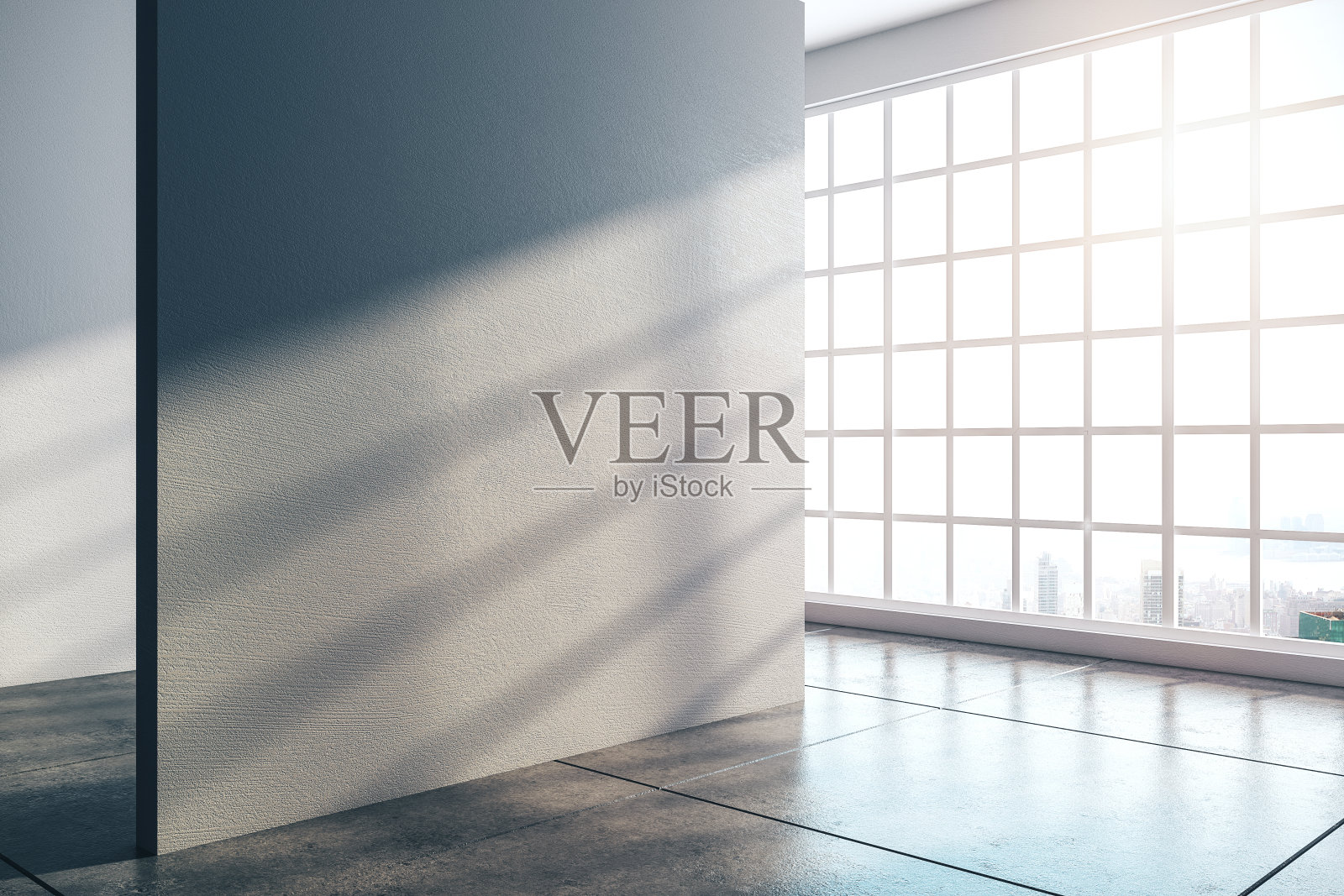 现代混凝土室内与空白墙照片摄影图片