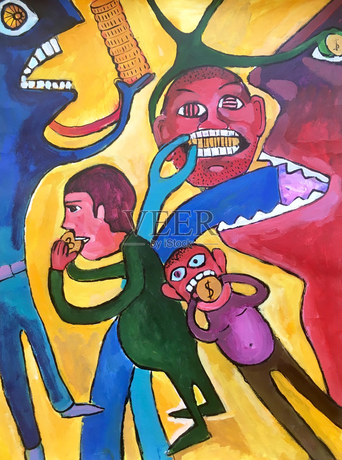 经济危机与形象吞噬金钱的例证。插画图片素材