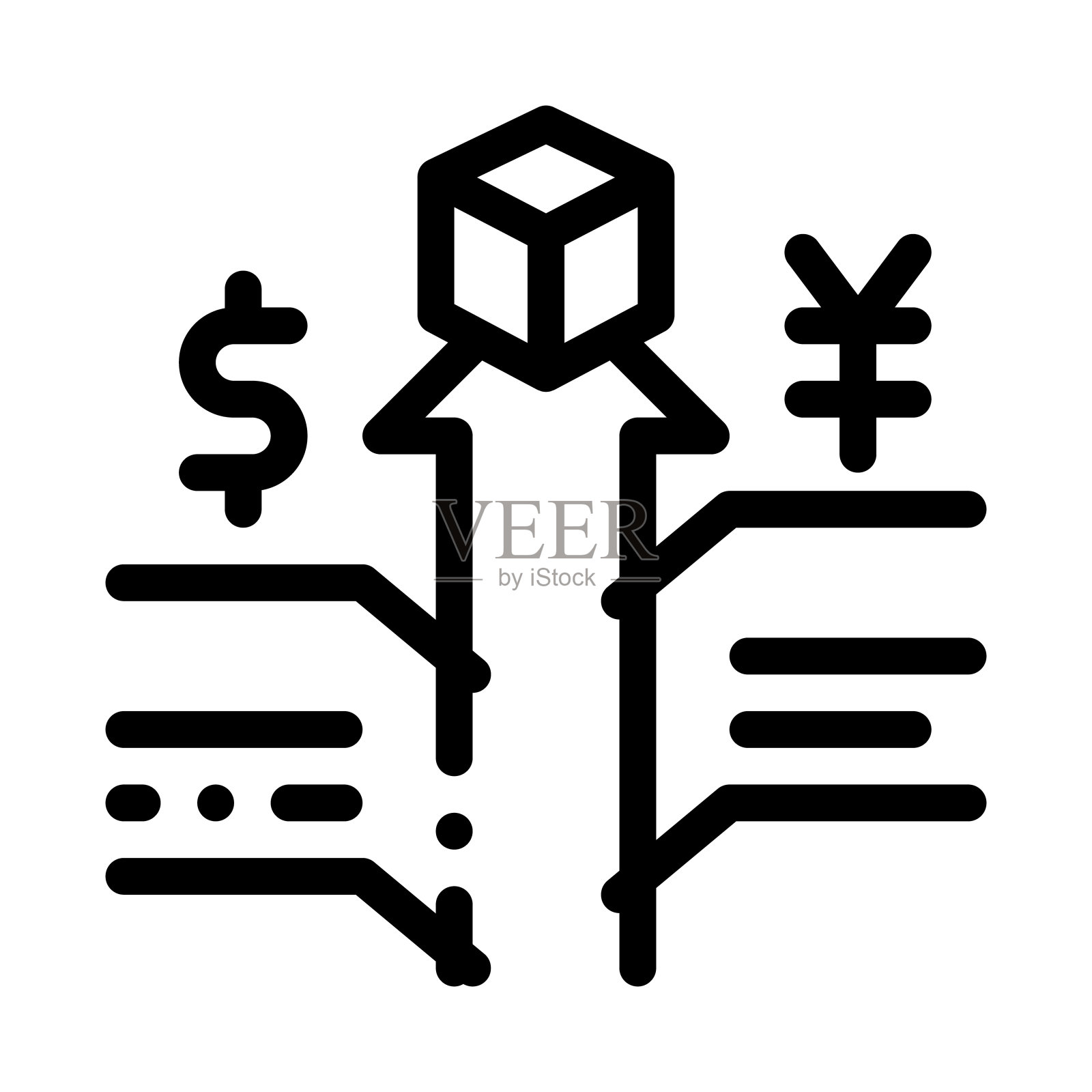 增加销售额和汇率图标矢量大纲插图插画图片素材